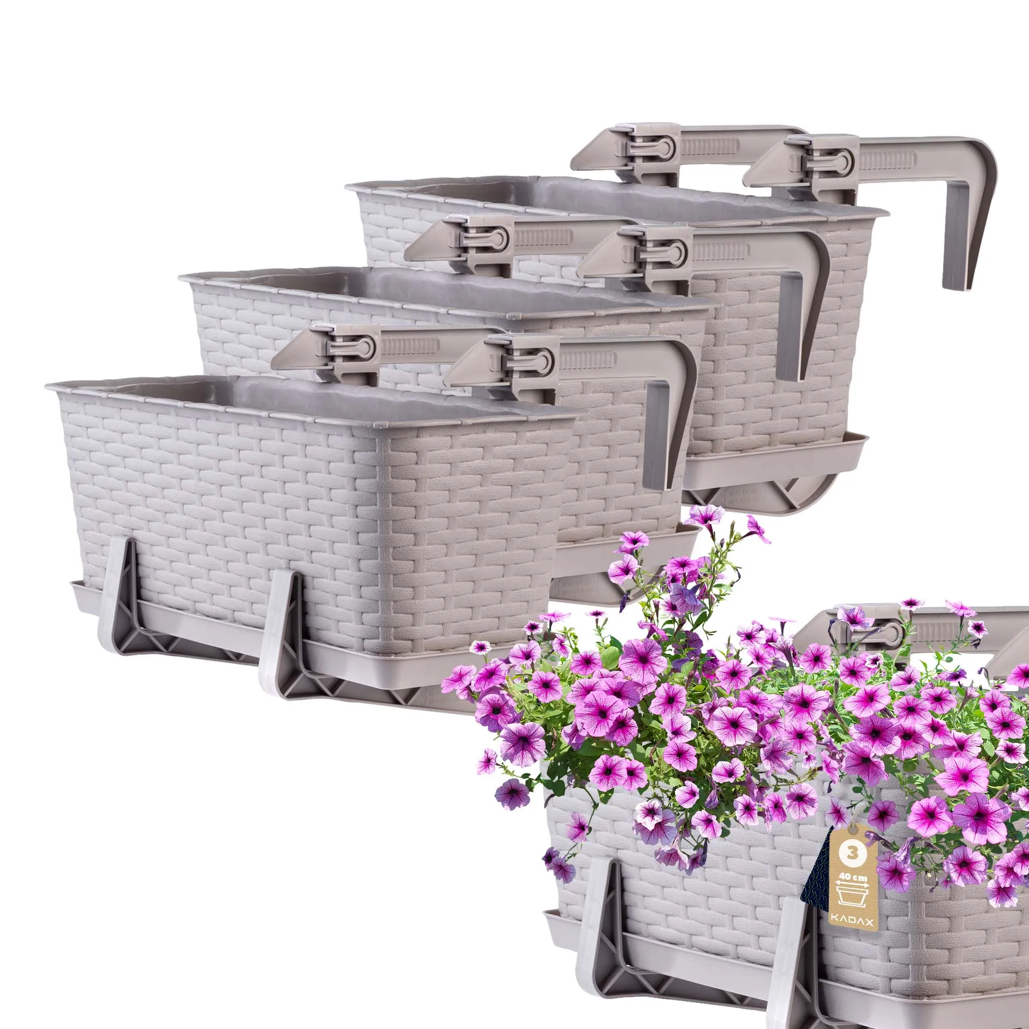 Rotango balkono dėžė su rankenomis Castro karamelė 40 cm