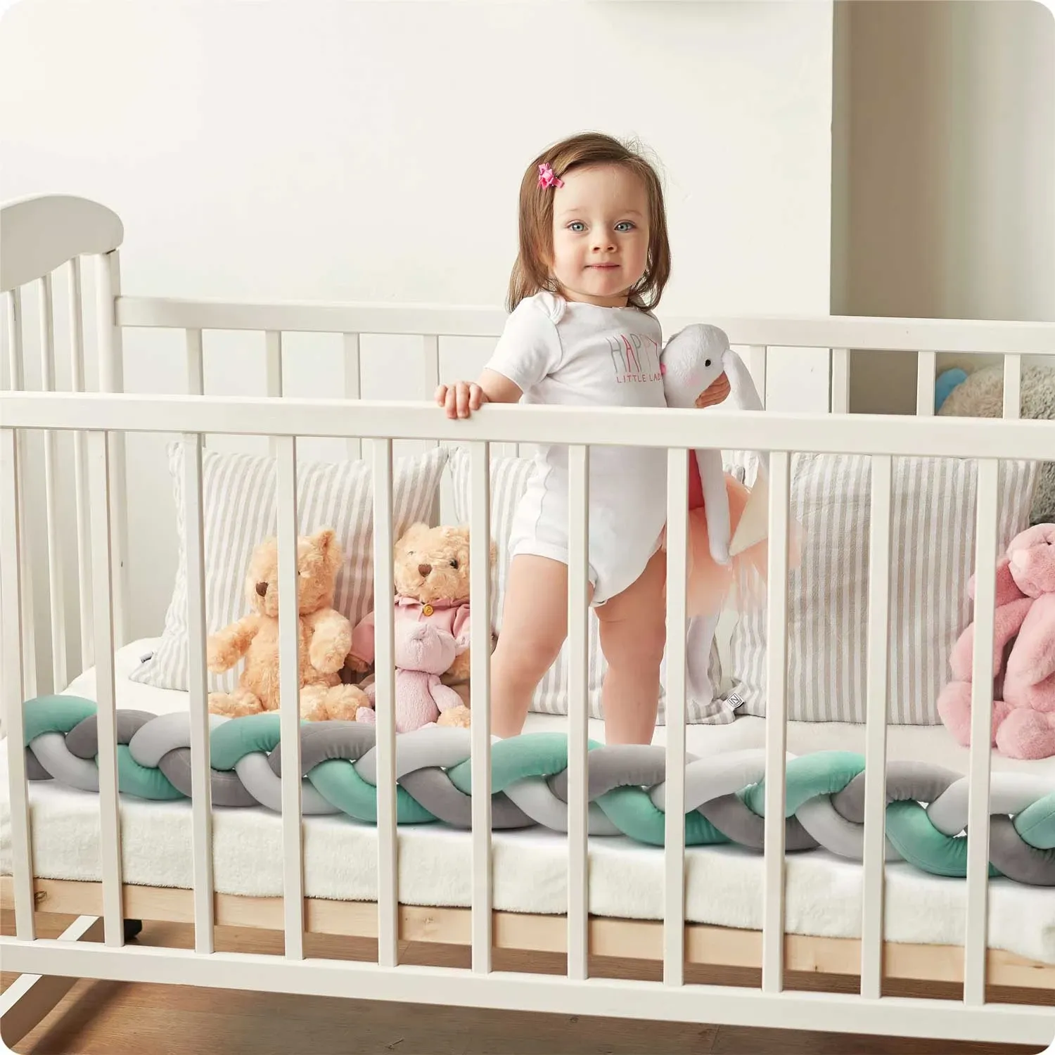 „Ricokids“ 2 m lovelės užtiesalas – mėtinės pilkos spalvos - nuotrauka 1