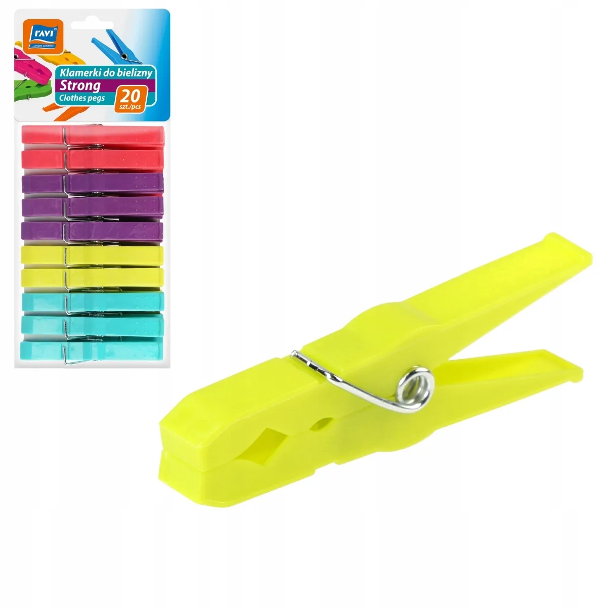 „Ravi Strong“ plastikiniai skalbinių segtukai, 4 spalvos, 20 vnt.