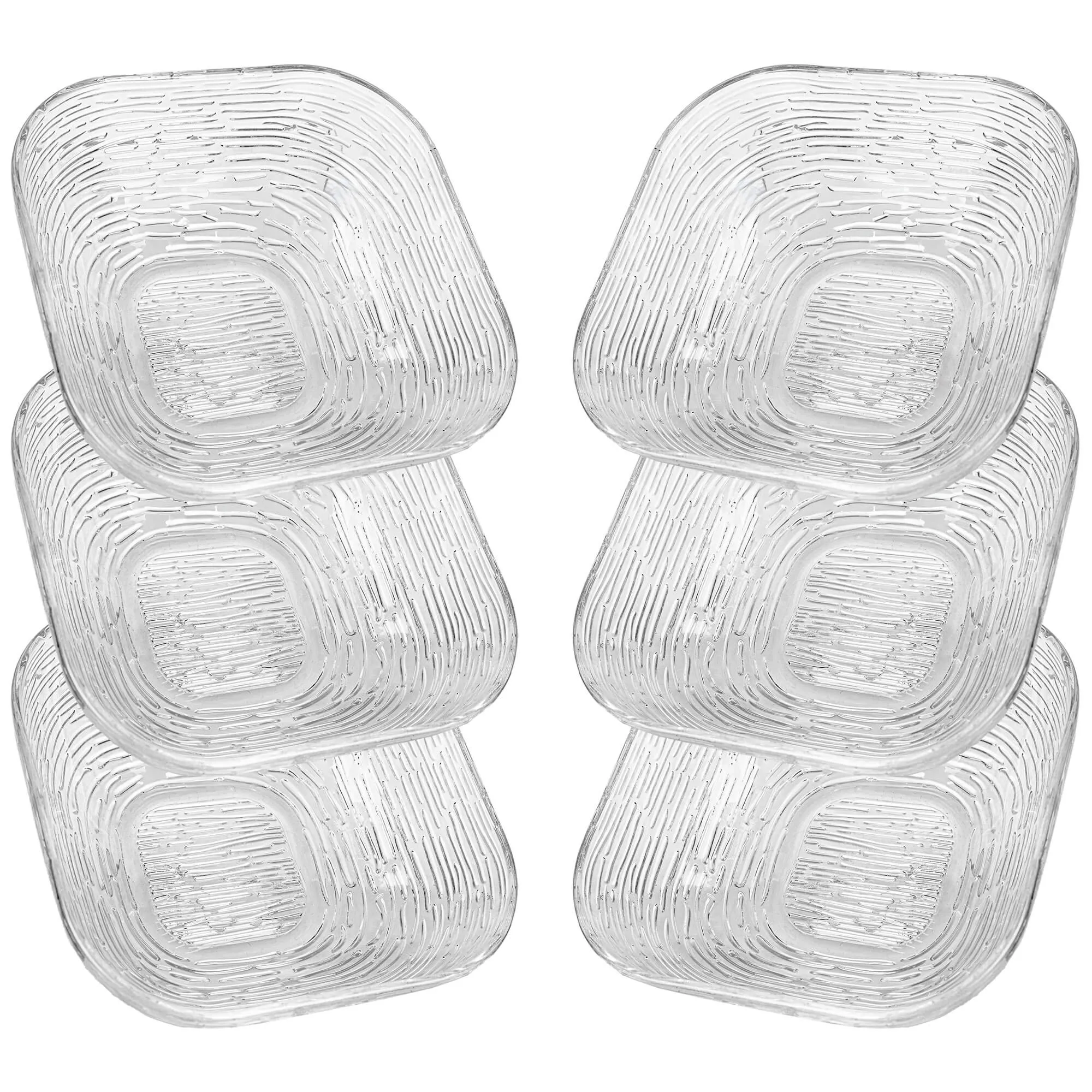 Venosa stikliniai salotų dubenėliai, 20 cm, žievės rašto, 6 vnt.