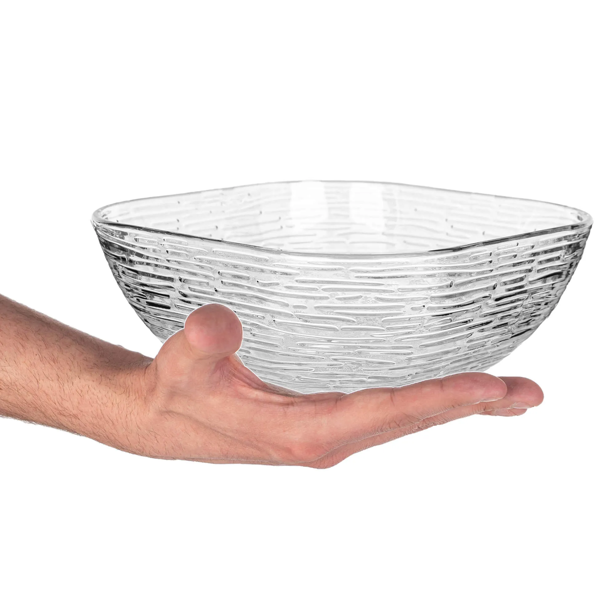 Venosa stikliniai salotų dubenėliai, 20 cm, žievės rašto, 6 vnt.