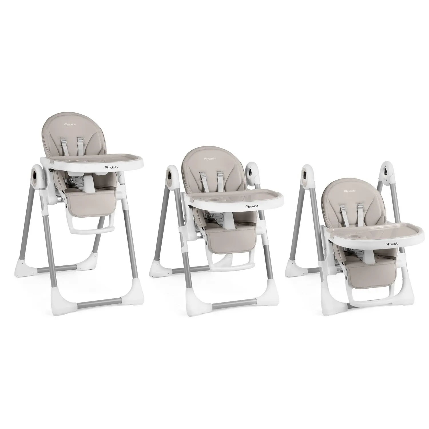 Vaikiška maitinimo kėdutė su staliuku, Belo batutas, pilkas + žaislų laikiklis - nuotrauka 1