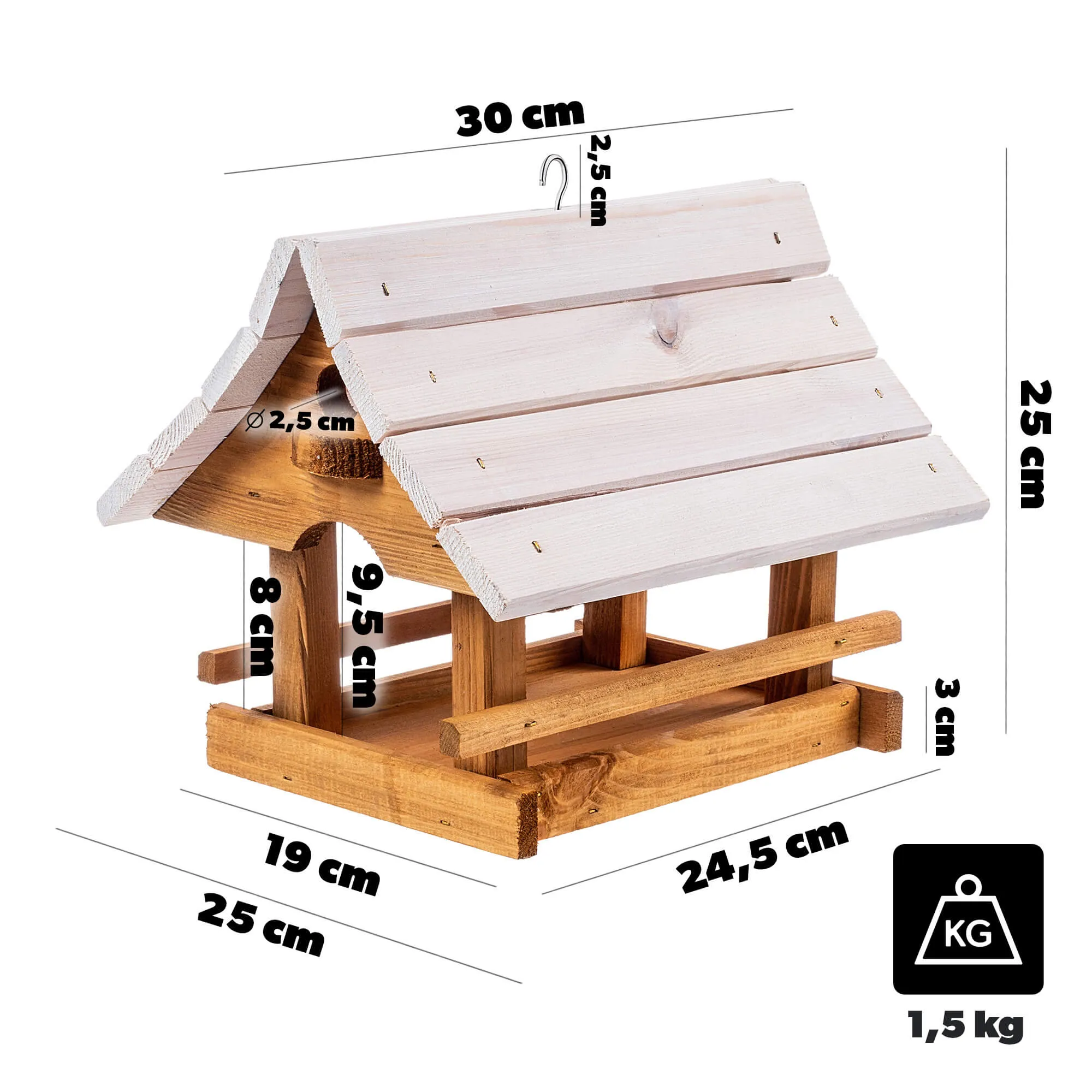 Arbis paukščių lesyklėlė, 30 x 25 cm, natūralios baltos spalvos