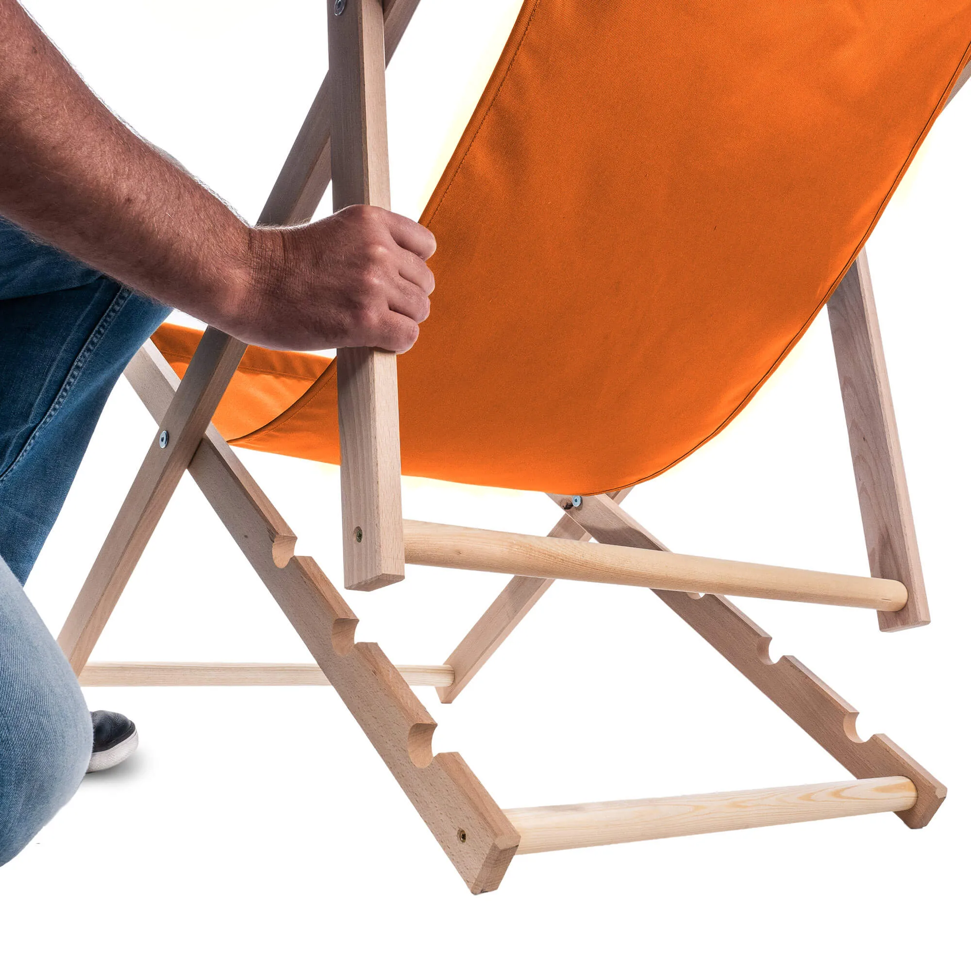 Tulon medinis šezlongas 80 x 63 cm oranžinis