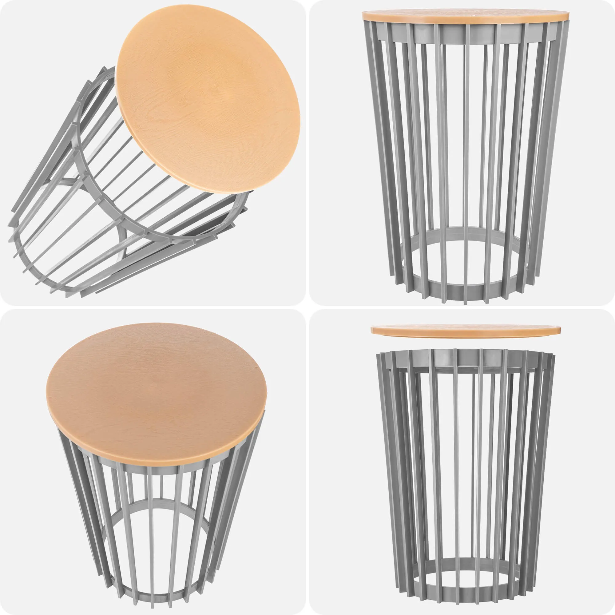 Aytre dvipusis augalų stovas 54 cm platinos spalvos + natūralaus medžio stalviršis