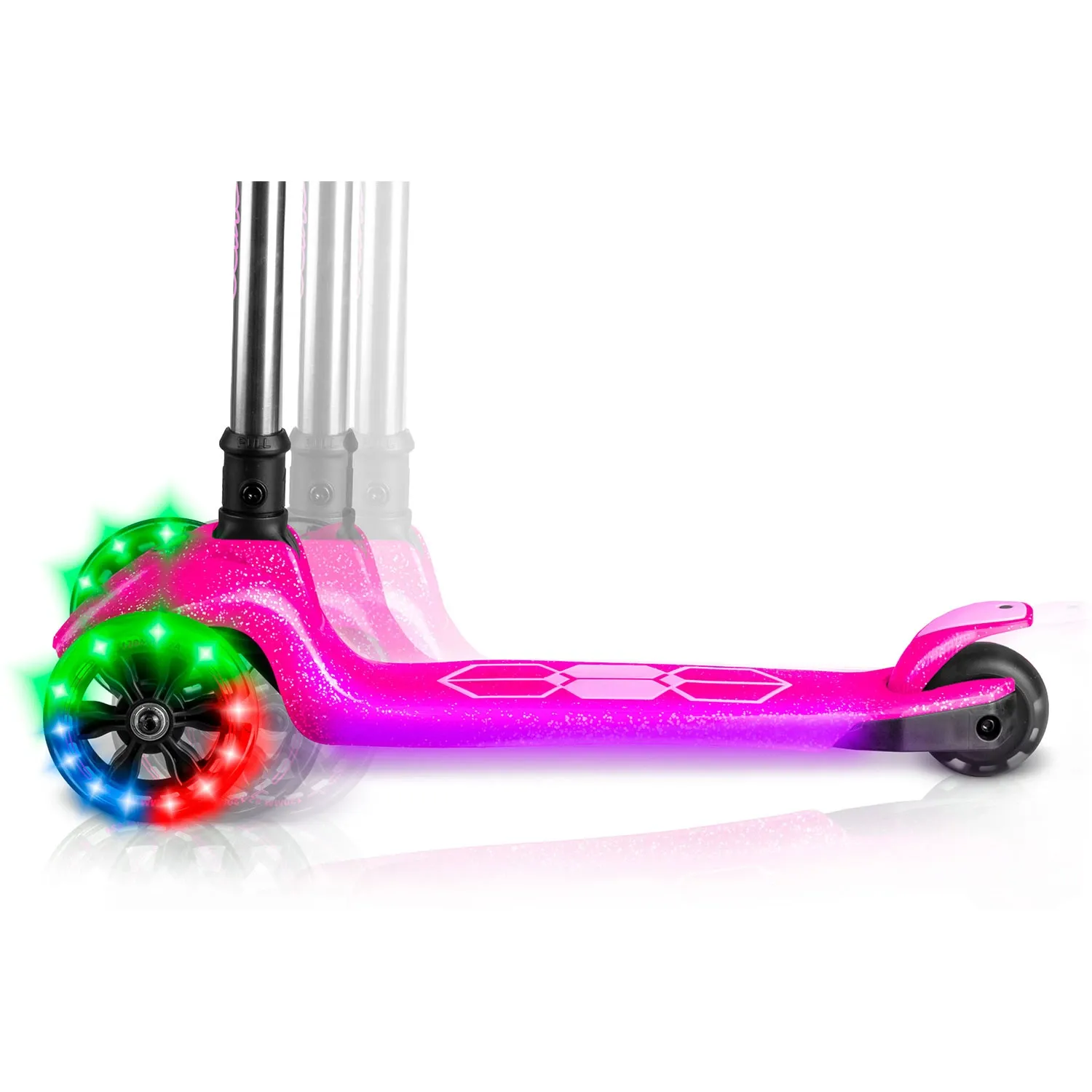 „Ricokids Jelly“ triratis balansinis paspirtukas vaikams, šviečiantis tamsoje - rožinis - nuotrauka 1