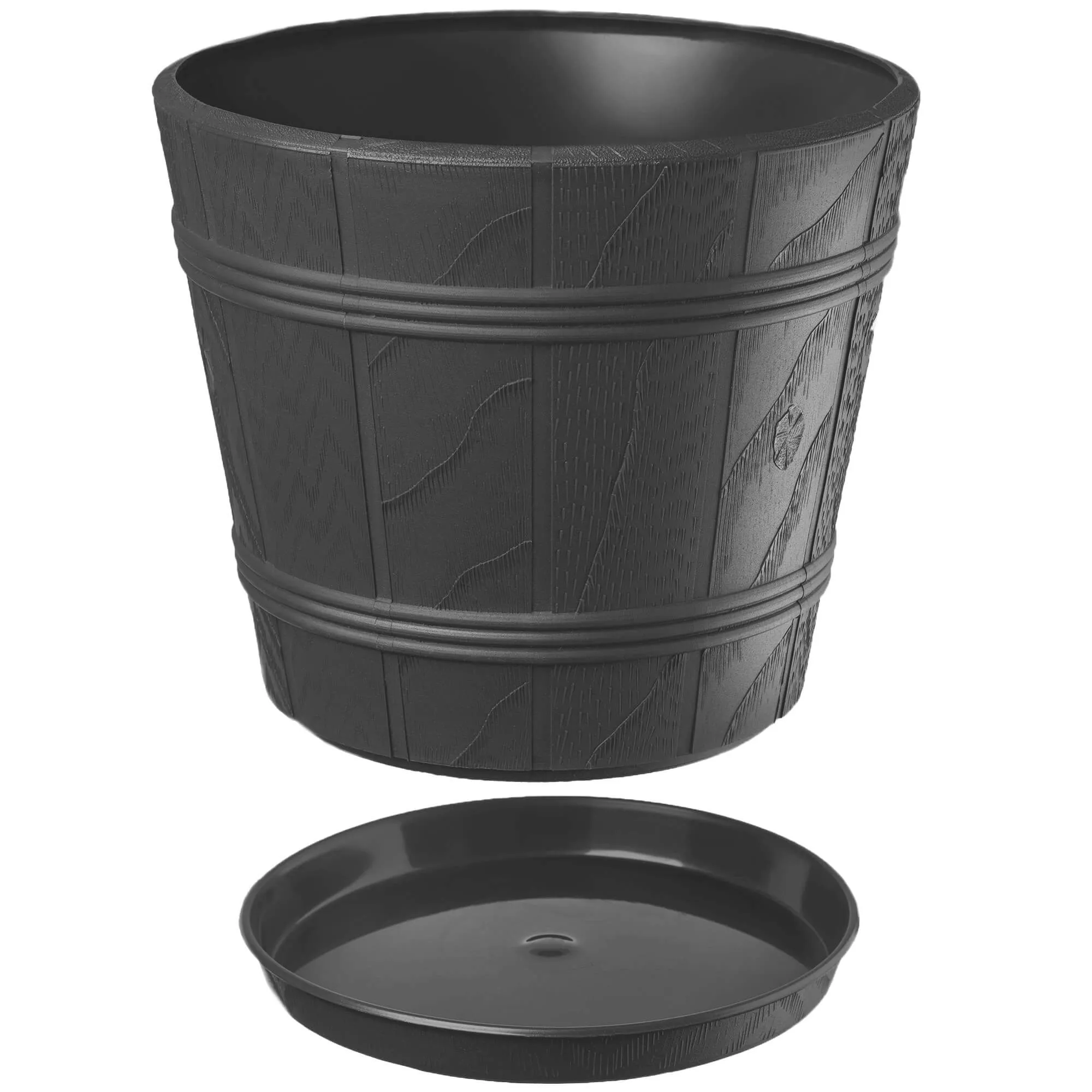 Pula medžio imitacijos vazonas su lėkštute 22 cm