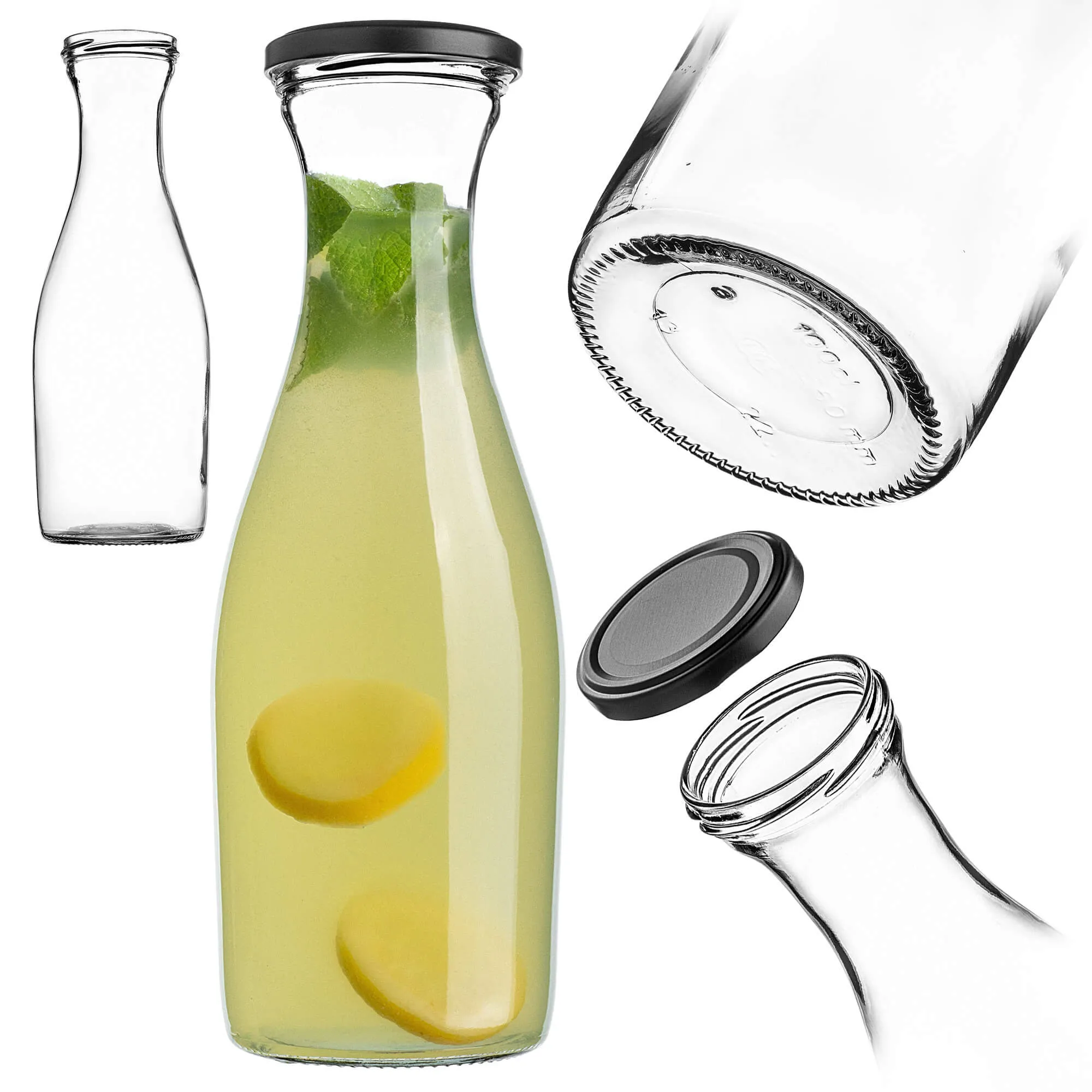 Valli 1 l stiklinis termosas su matiniu juodu dangteliu (1 vnt.).