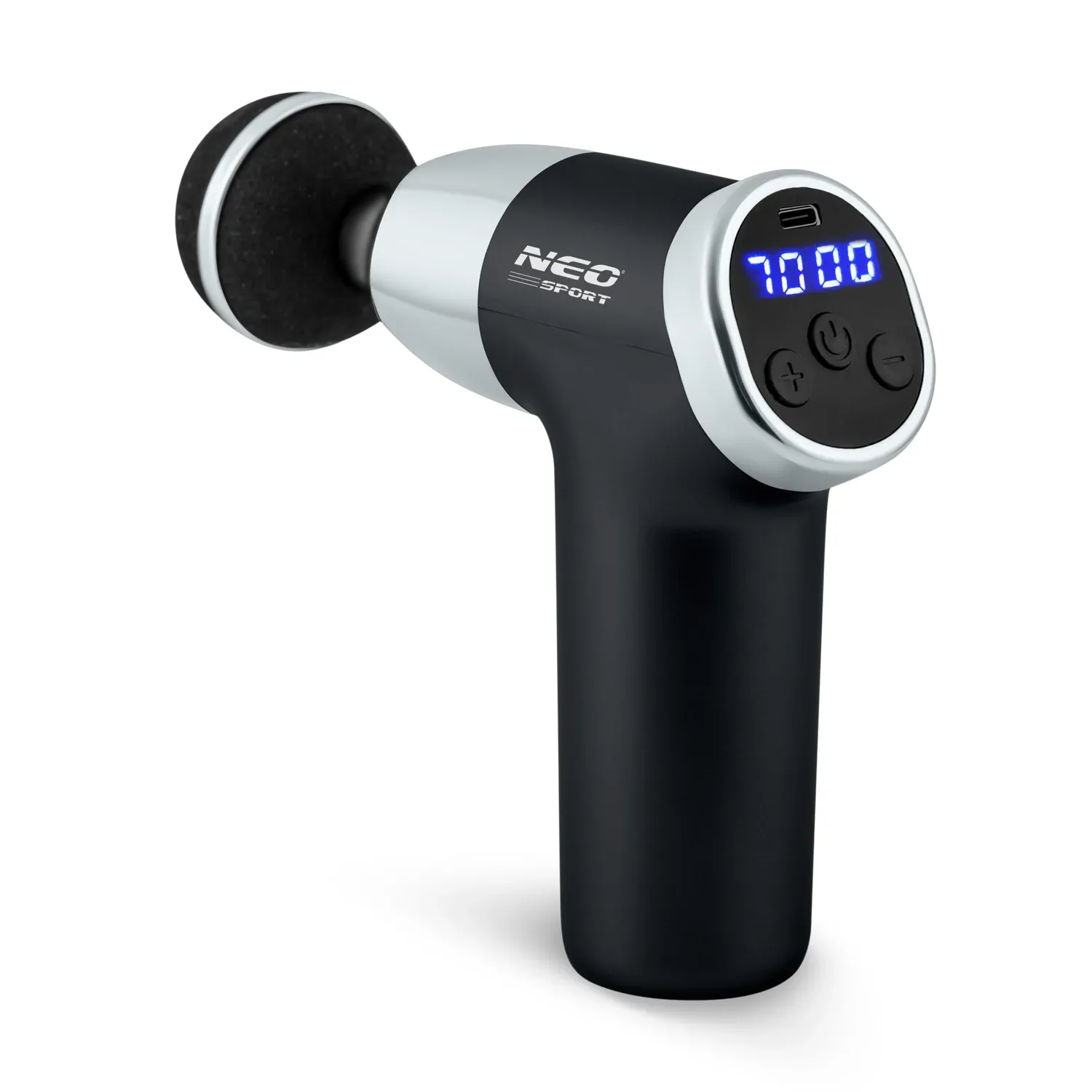 Kūno masažo pistoletas NS-500 Neo-sport, juodas, 8 antgaliai - nuotrauka 1