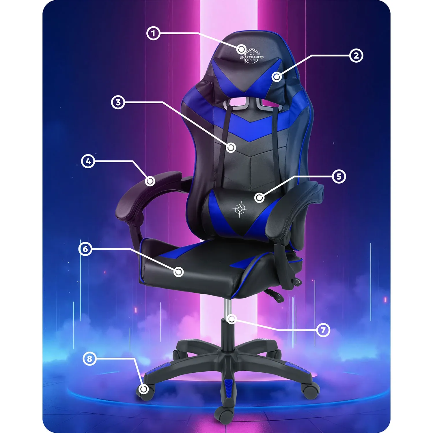 Sofotel Draknor žaidimų kėdė, juoda ir mėlyna - nuotrauka 1