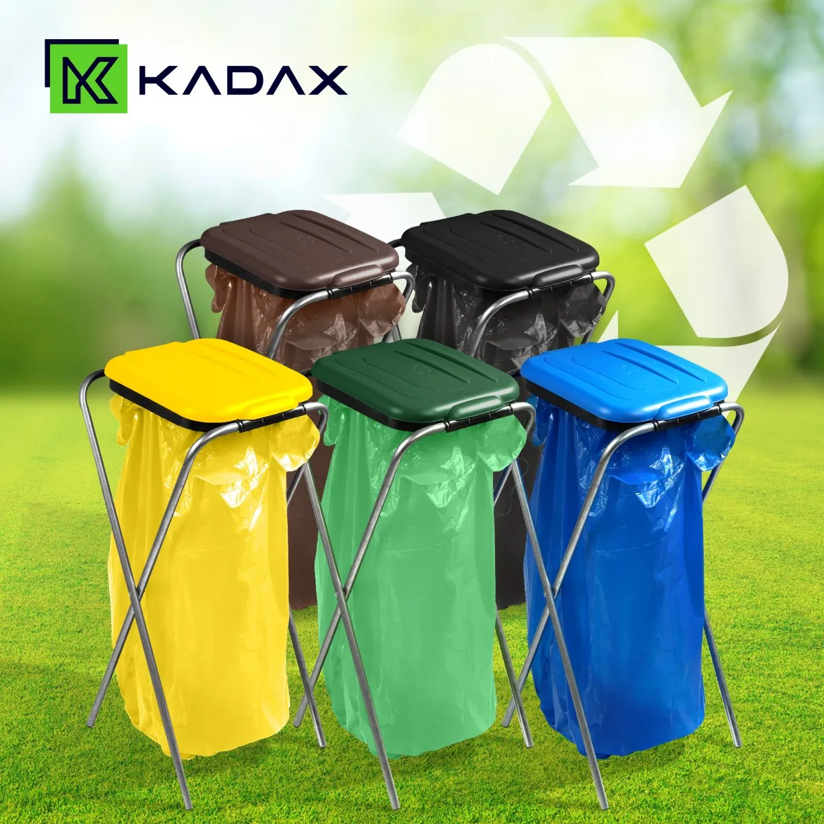 Bakel vienkartinių atliekų rūšiavimo maišų stovas, rudas