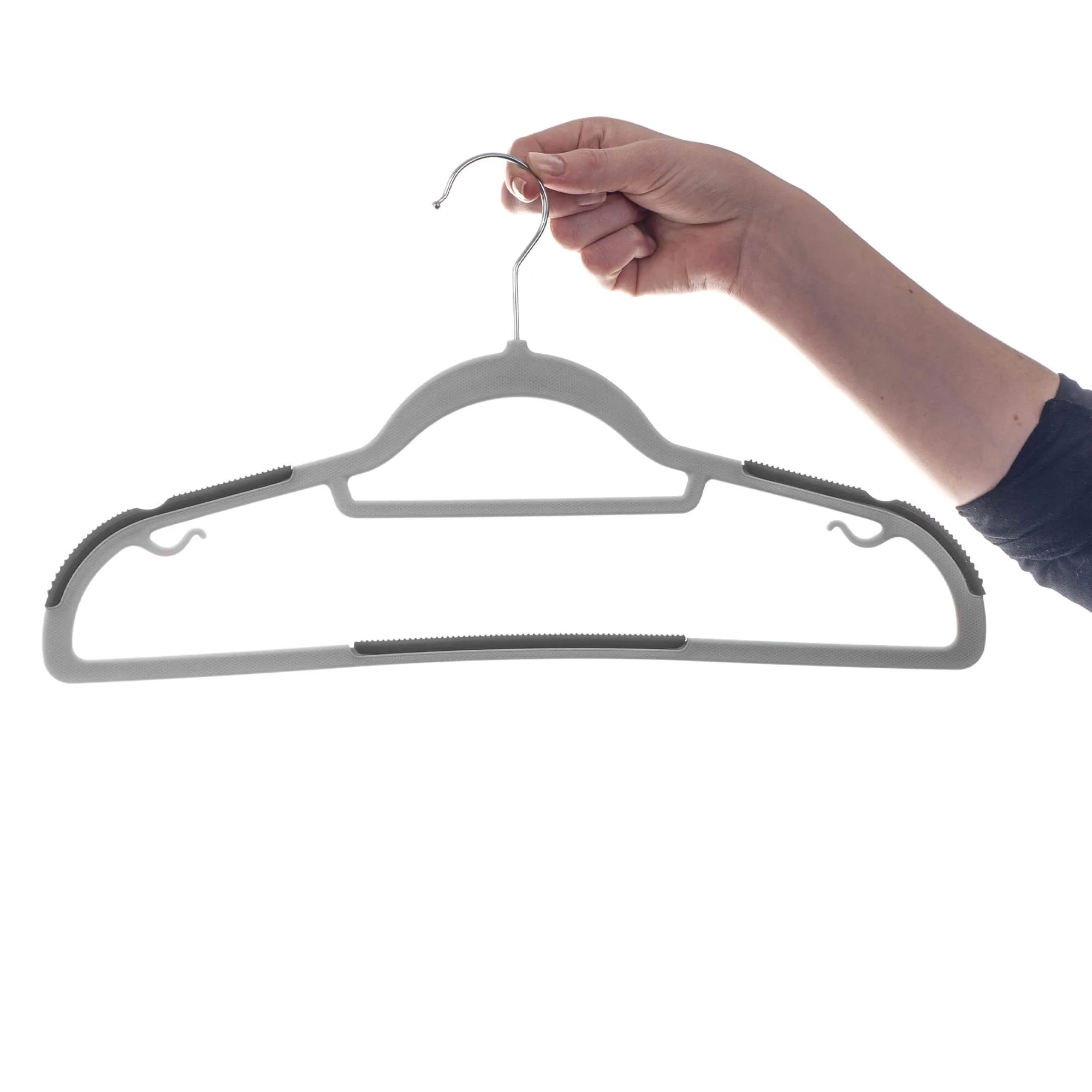 „Cuves“ drabužių pakaba su neslystančiu paviršiumi, pilka, 5 vnt.