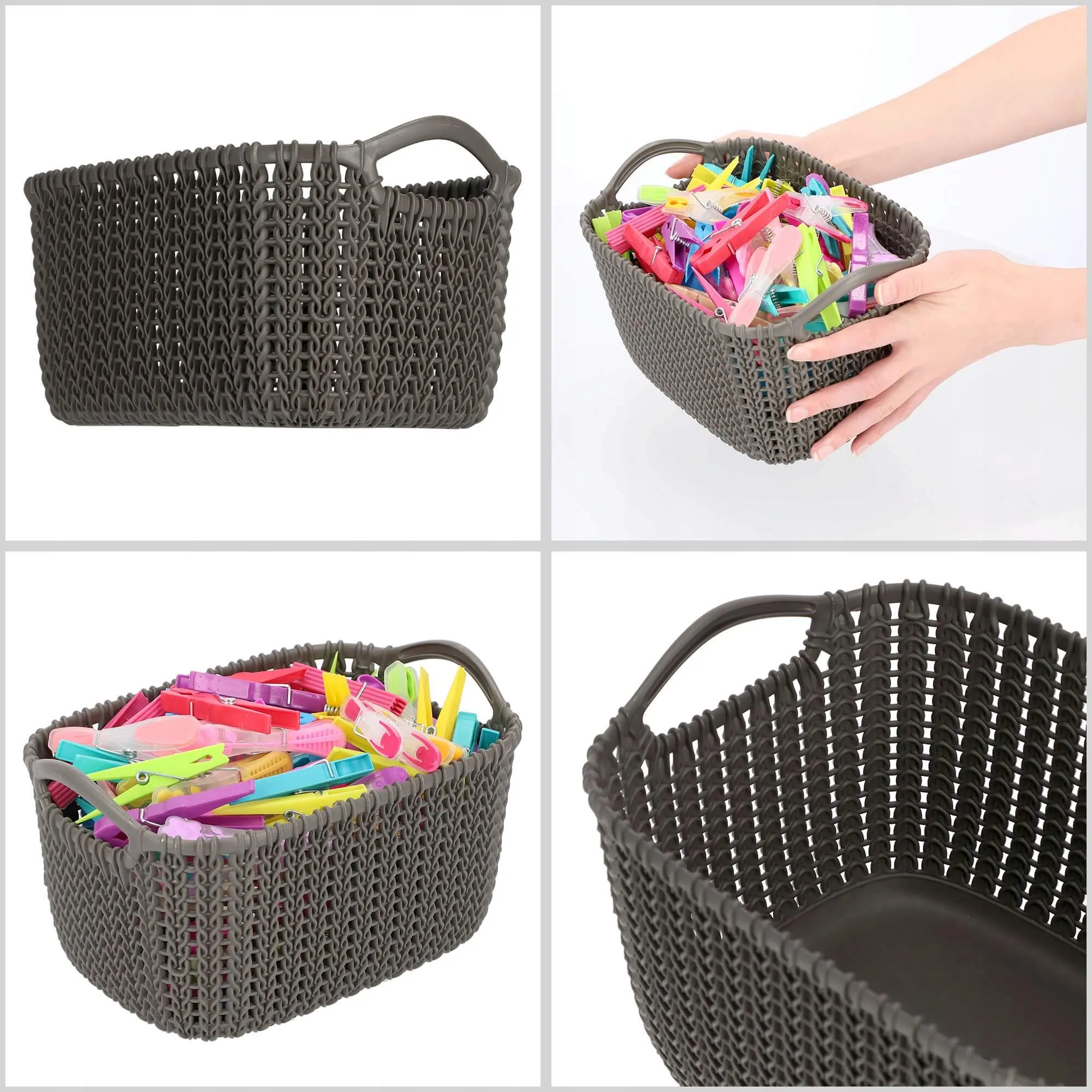 3L „Curver“ megztas krepšelis su rankenomis, rudas