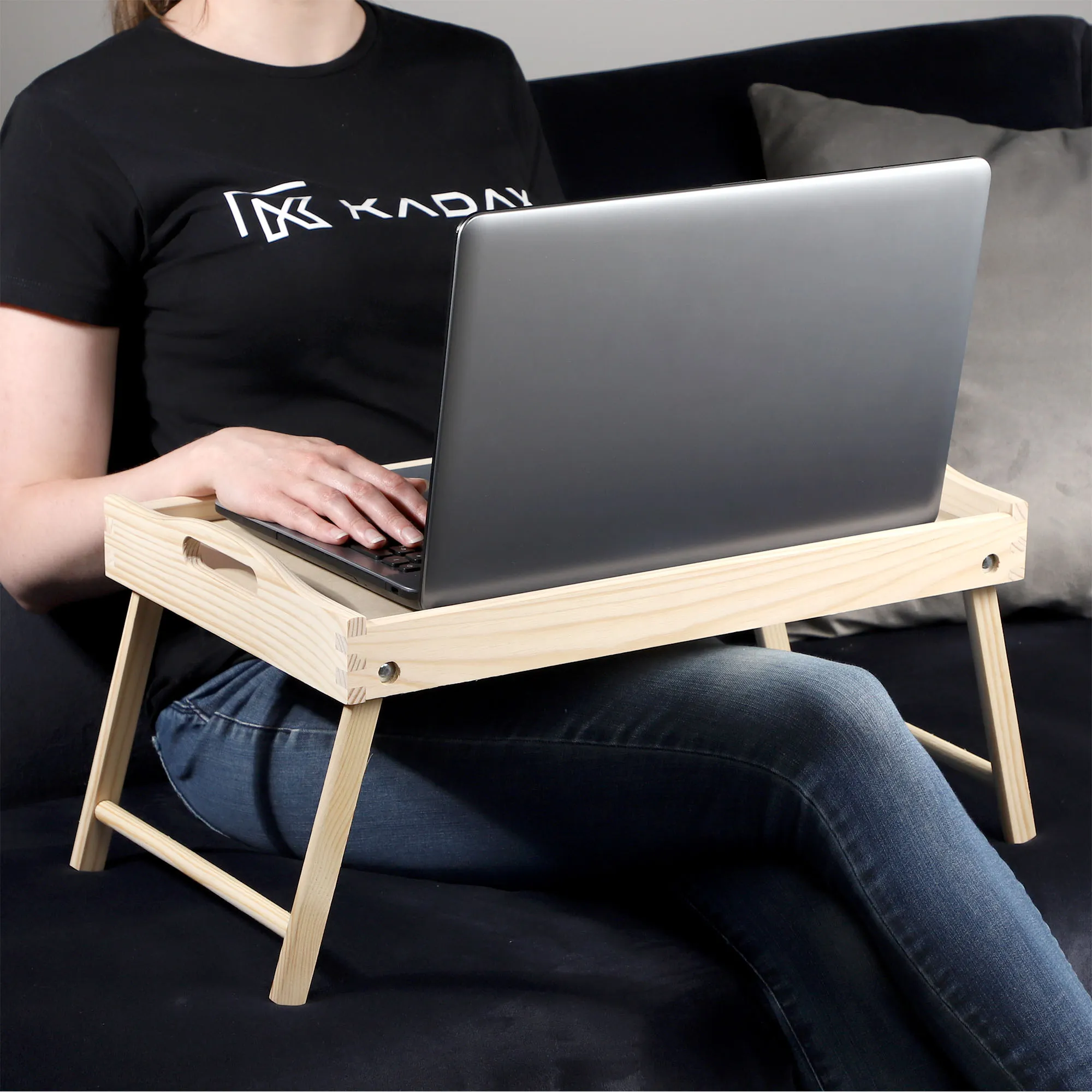 „Solia“ pusryčių stalas, nešiojamam kompiuteriui, 50 cm, natūralus