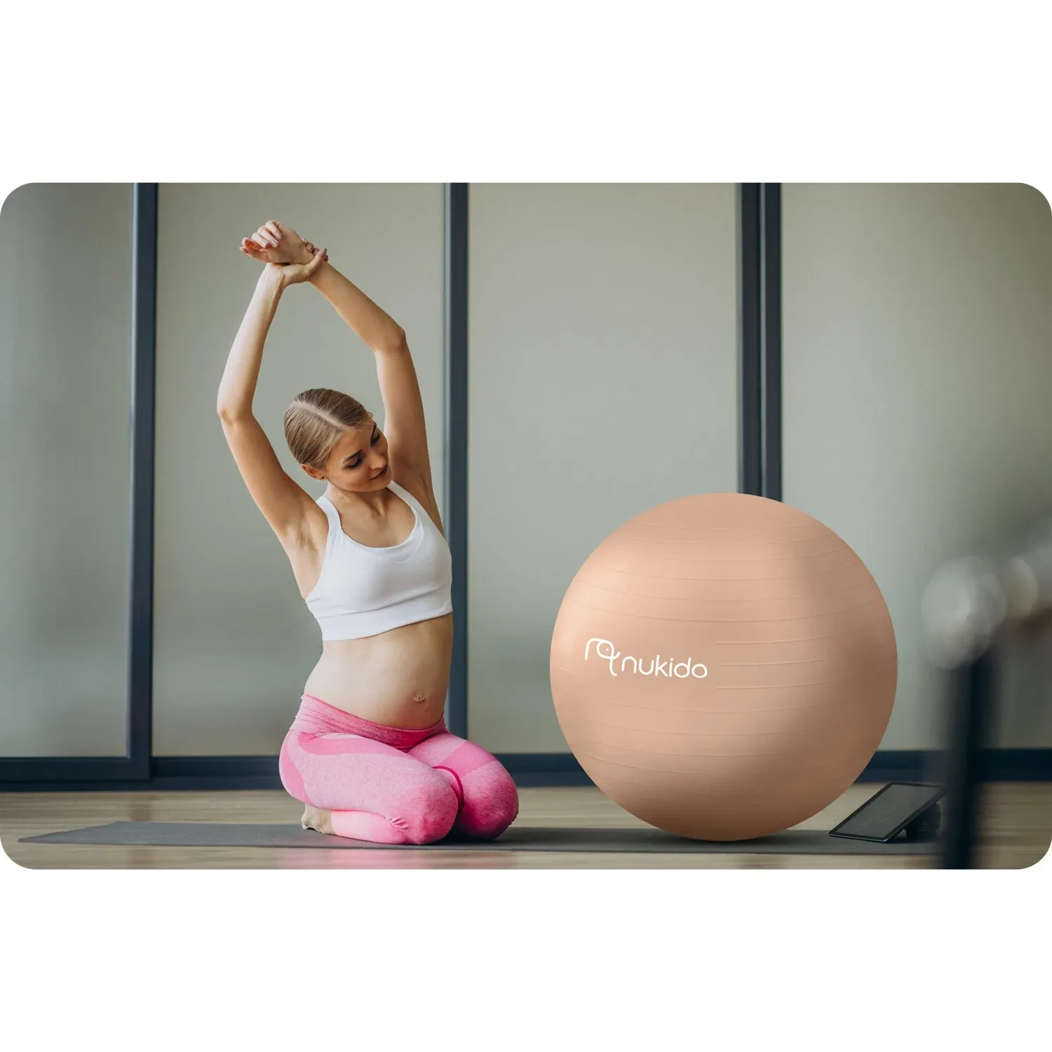 Nėščiųjų aerobikos kamuolys 65 cm NS-951 smėlio spalvos - nuotrauka 1