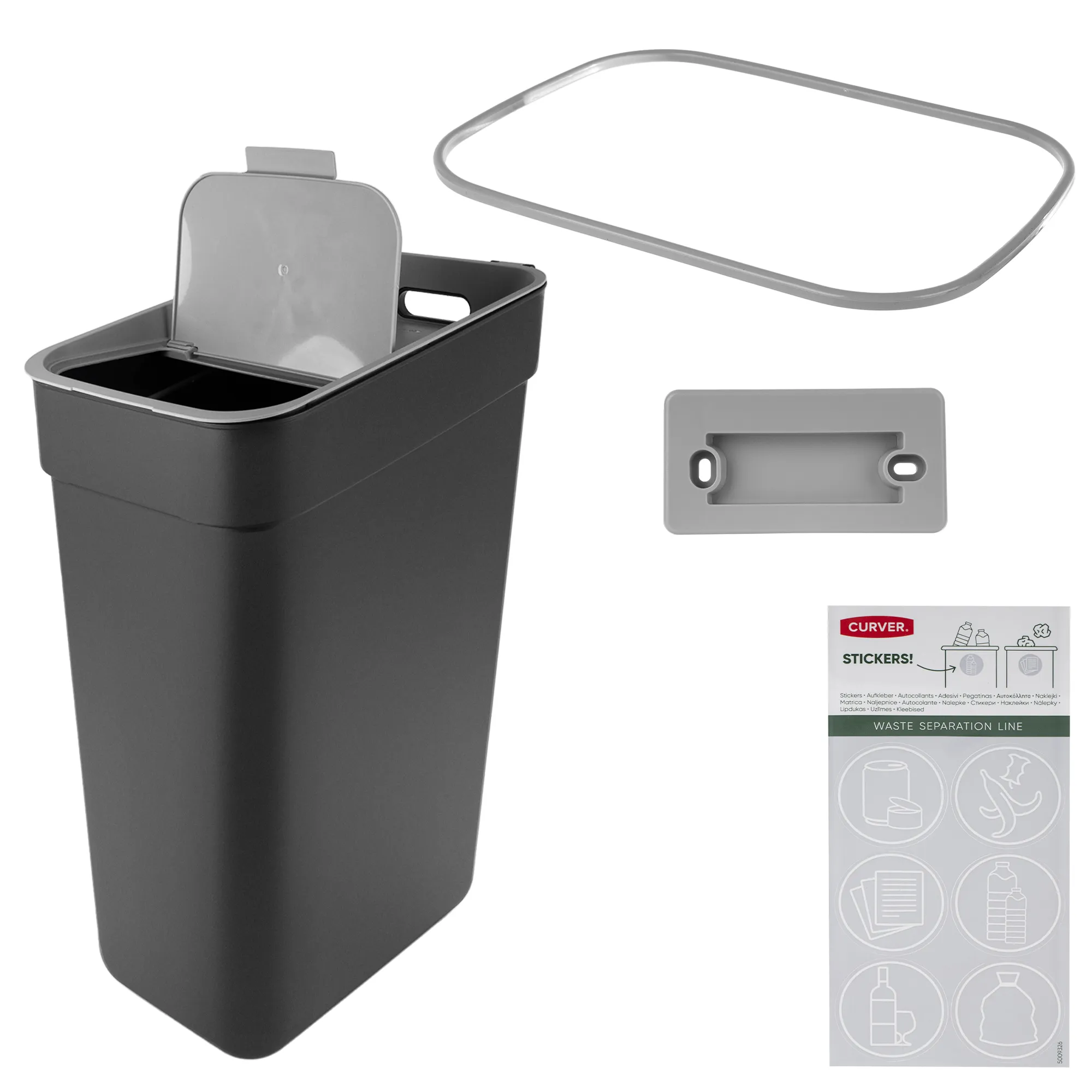 „Curver Ready to Collect“ 30 litrų pilka atliekų rūšiavimo šiukšliadėžė