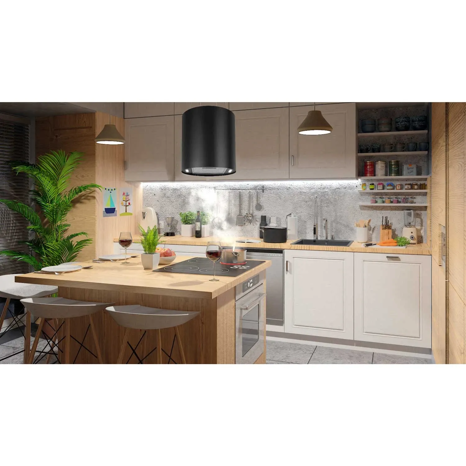 Pakabinamas virtuvės gartraukis, 35 cm, juodas, BT-227 - nuotrauka 1