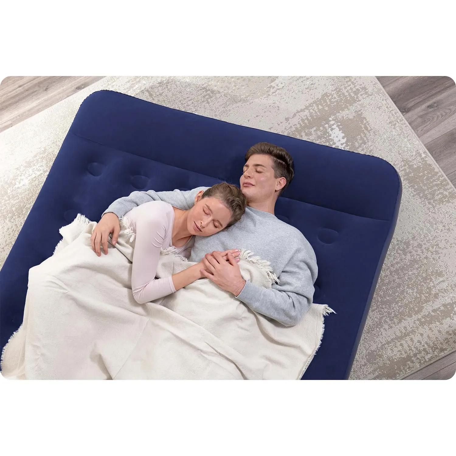 Pripučiamas čiužinys 203x152x28 cm su įmontuota kojine pompa Bestway 67226 - nuotrauka 1