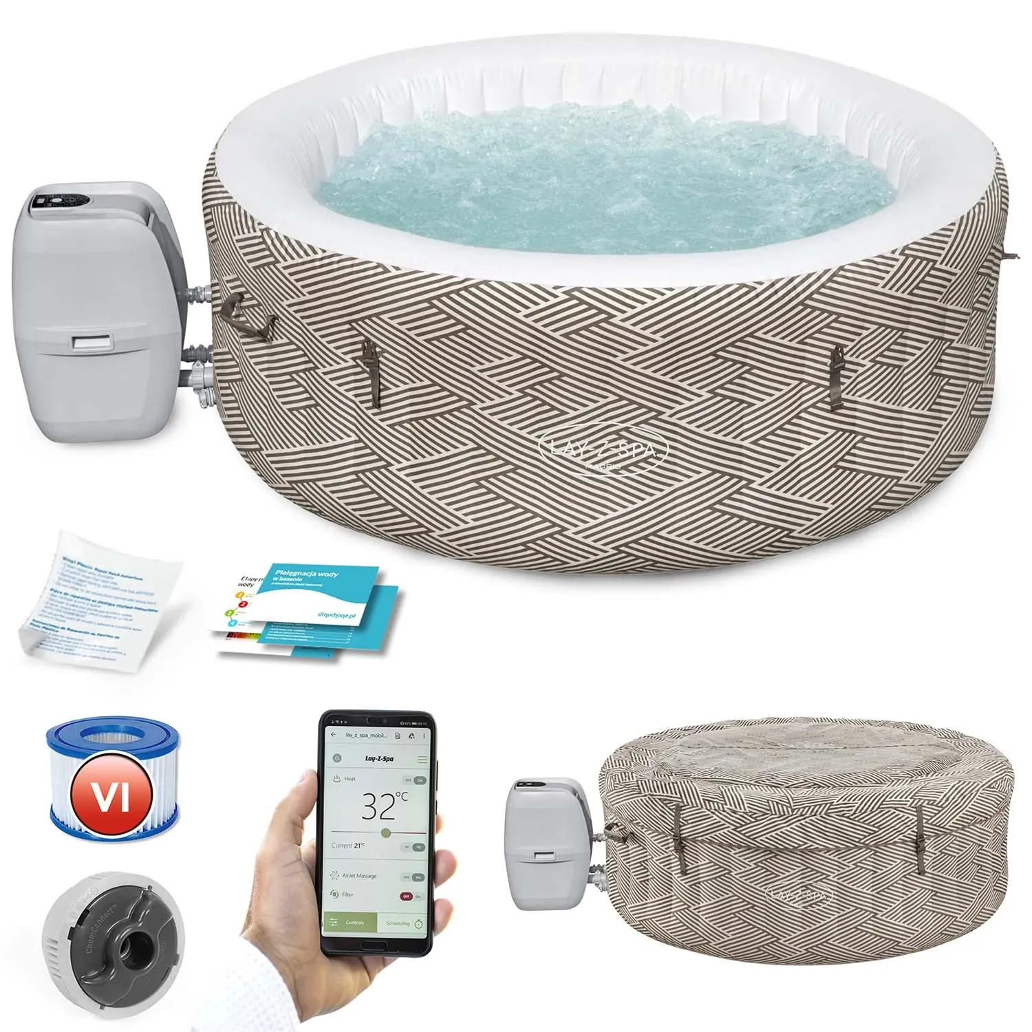 Pripučiama SPA vonia „Lay-Z Madrid“, skirta 4 asmenims, „Bestway“, 60055 - nuotrauka 1