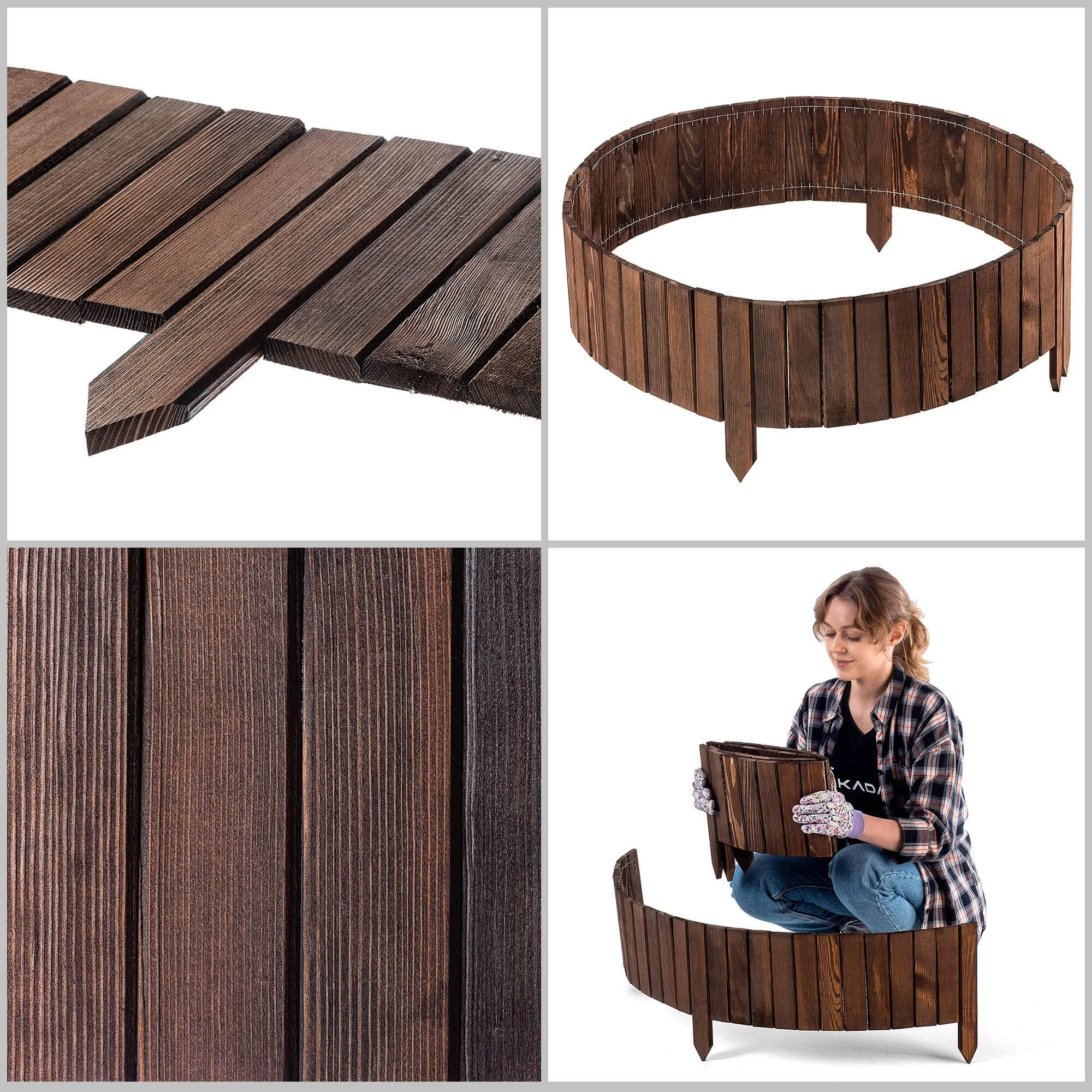 Medinė ritininė tvora Ansjo, apvadai 115 x 20 cm, ruda