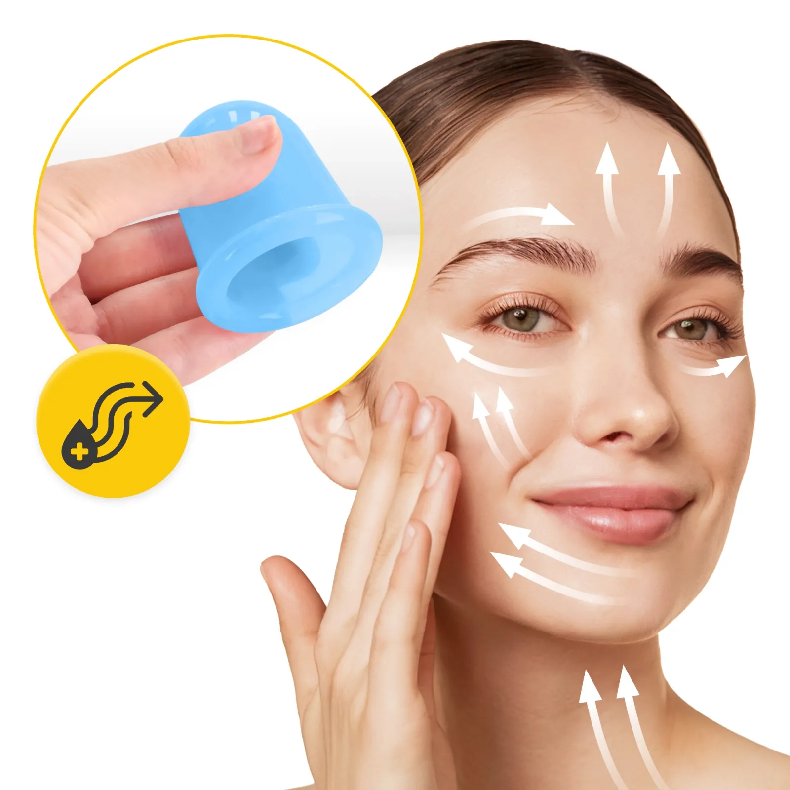 Silikoniniai kiniški puodeliai 5 vnt. FACE+ mėlyni