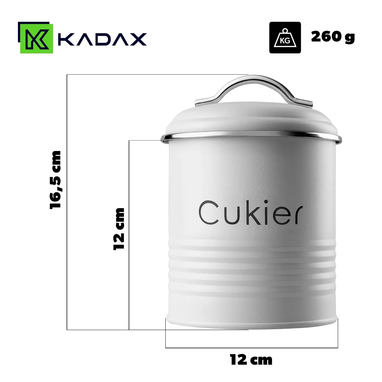 Apvalus cukraus indelis, baltas