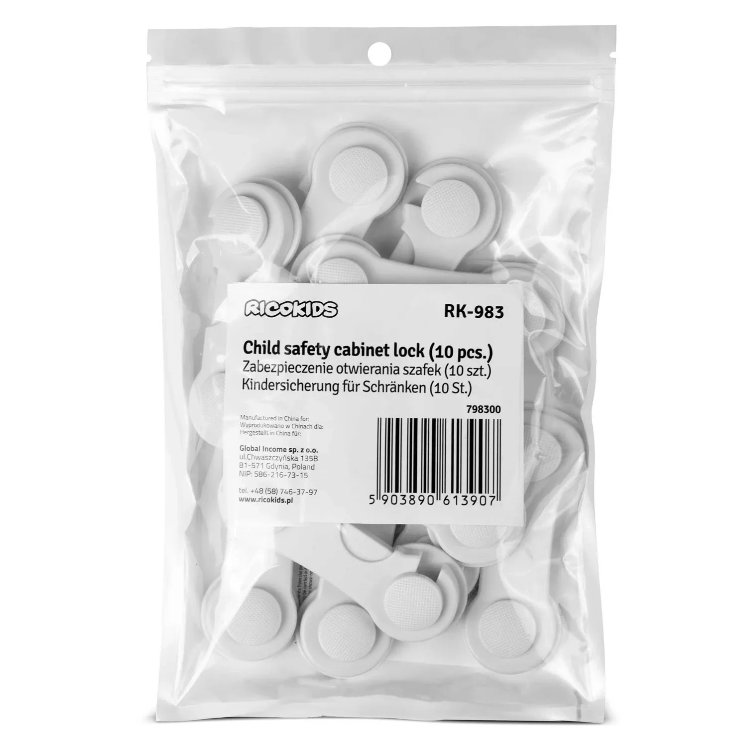 „Ricokids“ 798300 spintelės atidarymo apsaugos, 10 vnt., baltos - nuotrauka 1