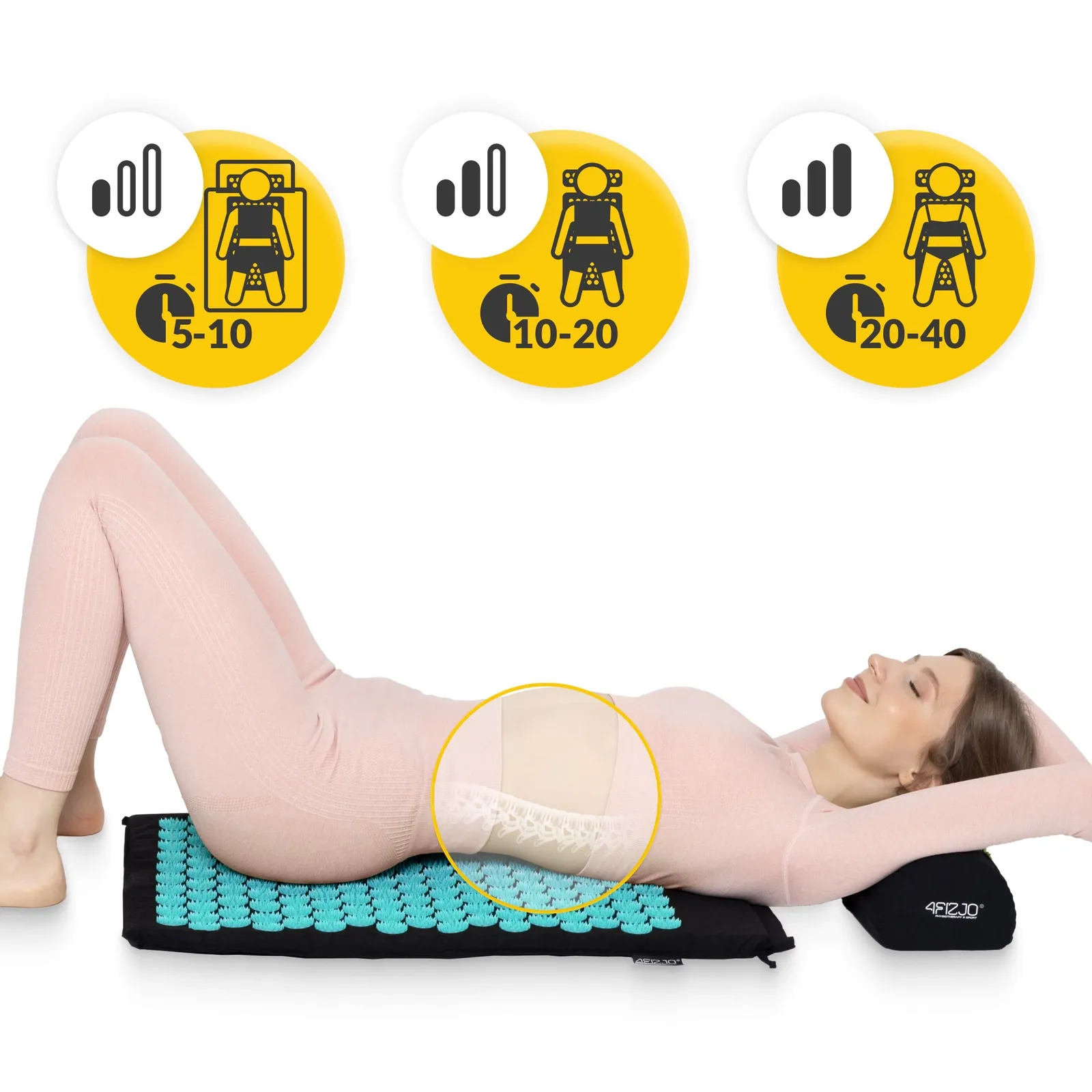 Klasikinis mėlynas akupresūros kilimėlis su pagalvėle