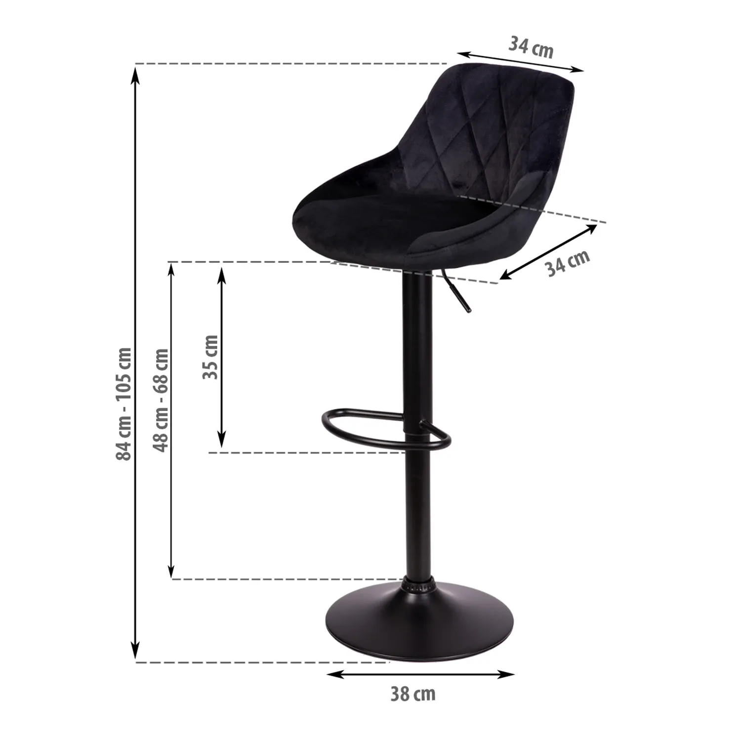 Nerra Sofatel juoda baro kėdė su atlošu ir juodu pagrindu - nuotrauka 1