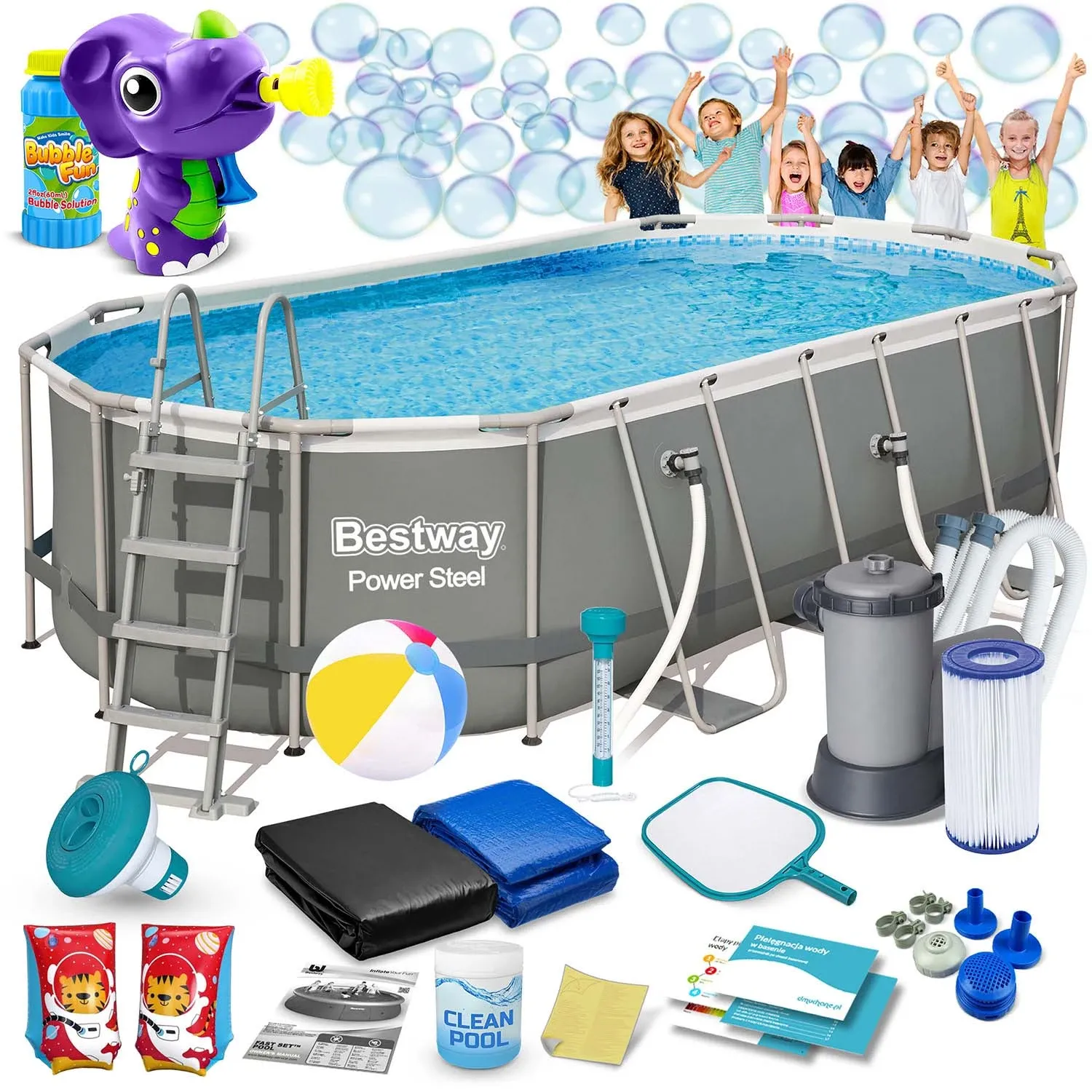 Karkasinis sodo baseinas 549 x 274 x 122 cm, 17 viename, „Bestway 56710“ - nuotrauka 1