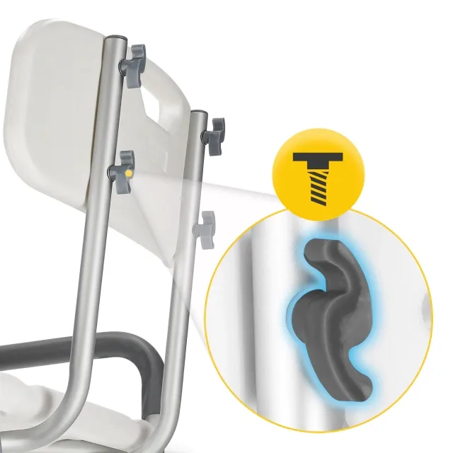 Dušo kėdė su atlošu ir porankiais