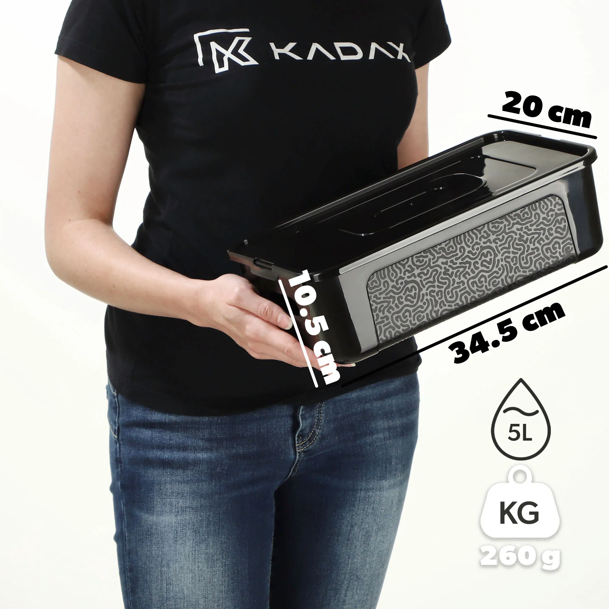 Dozza 5 l juodas laikymo konteineris su dangčiu