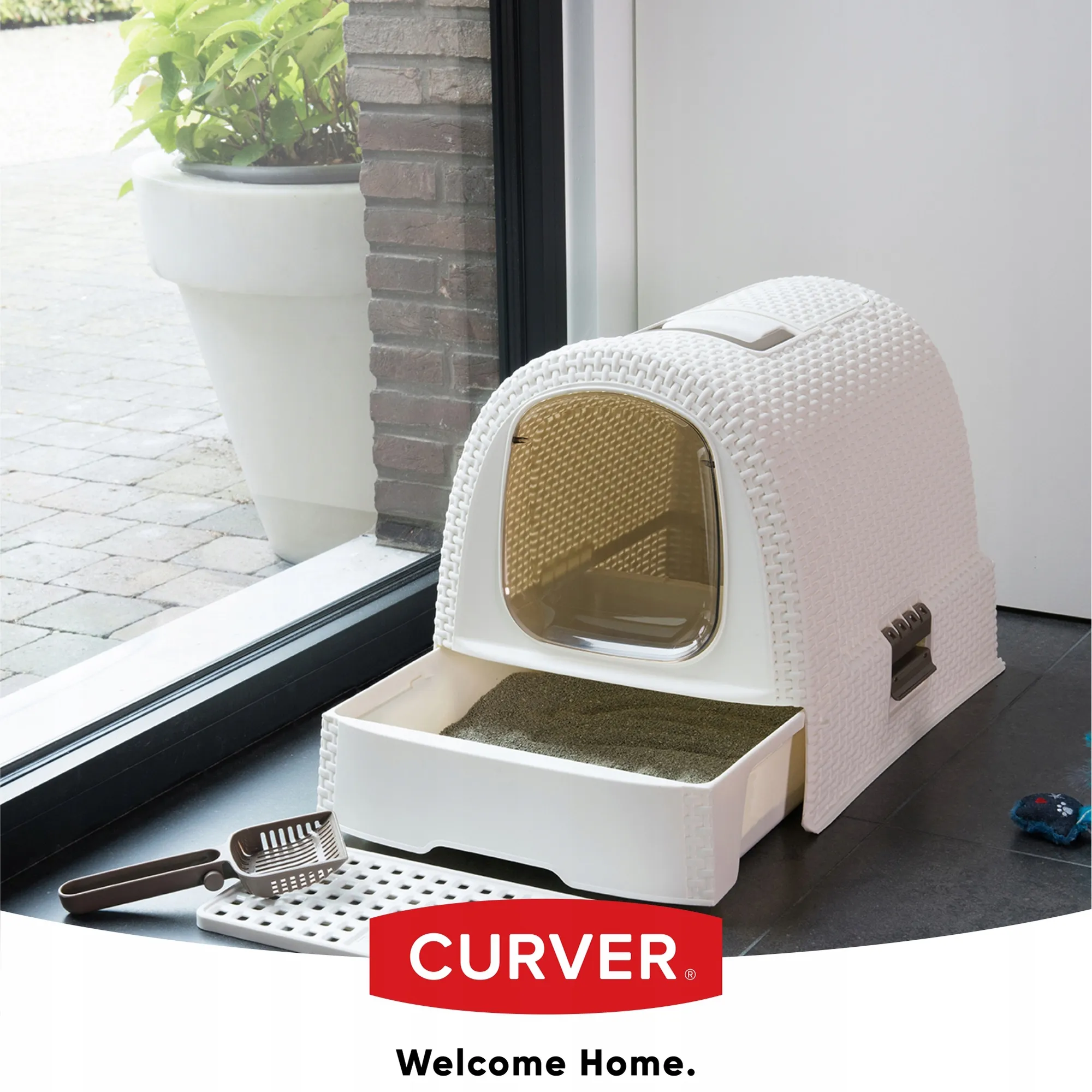 Curver Pet Life kačių kraiko dėžutė + nešioklė, smėlio spalvos