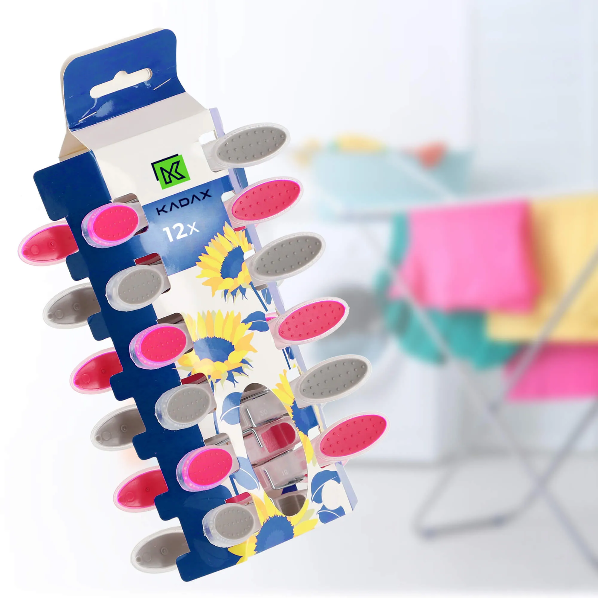 „Luant“ plastikiniai skalbinių segtukai, pilki ir rožiniai, 12 vnt.