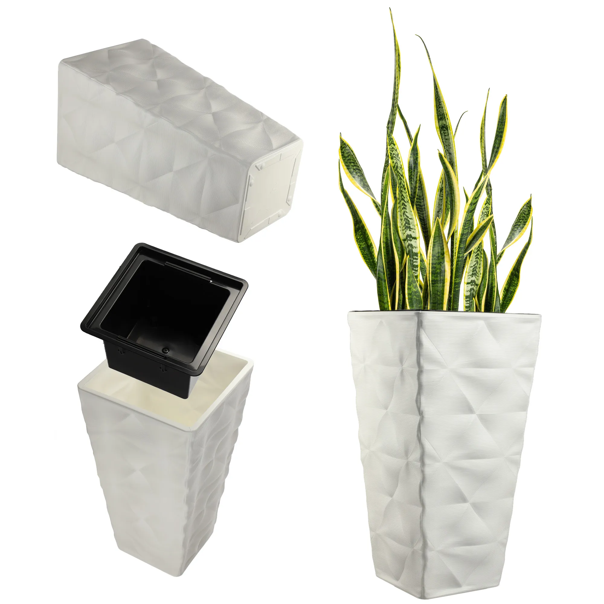 Bando aukštas sodo vazonas su įdėklu