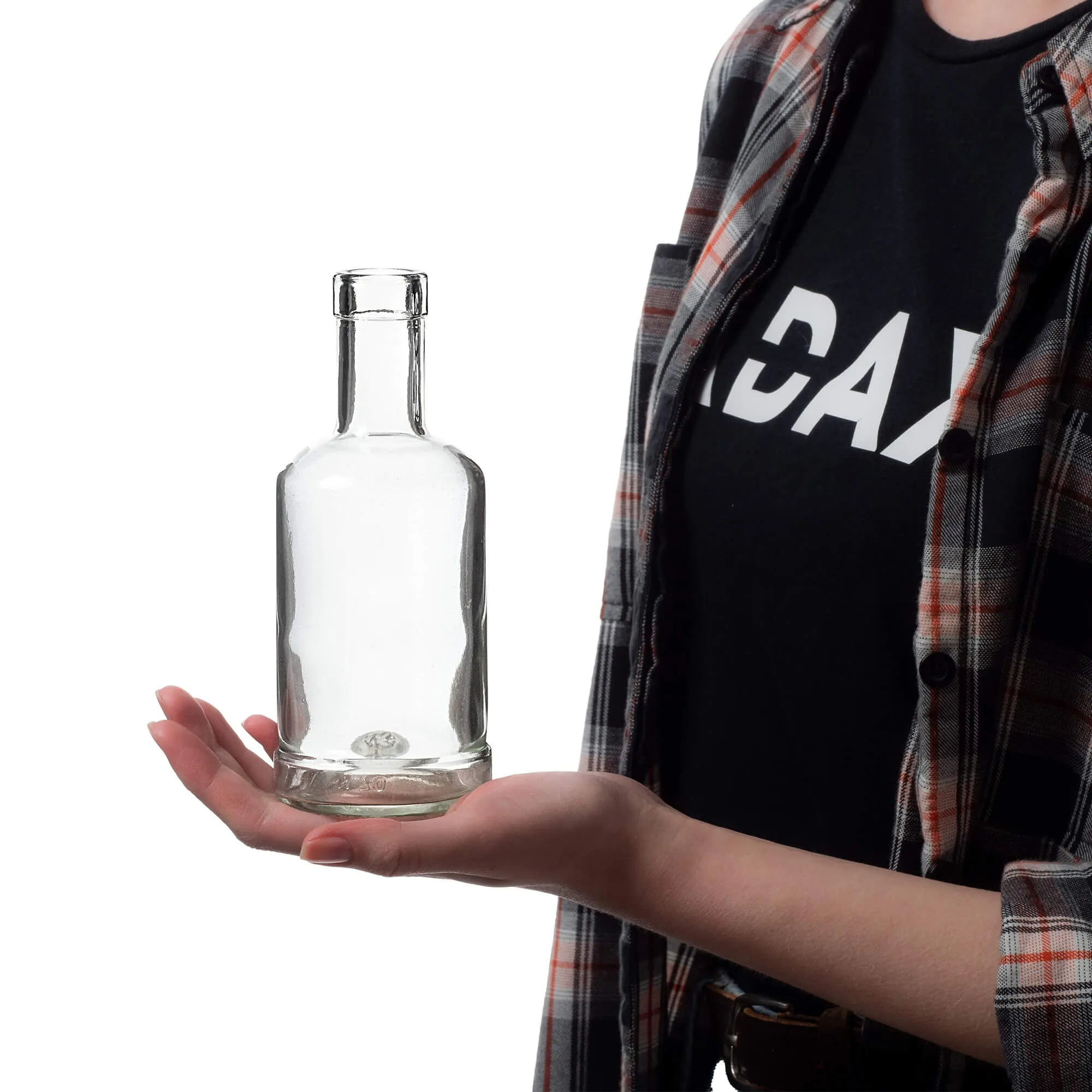 Tadek stiklinis alkoholio butelis 250 ml su sintetiniu kamščiu 1 vnt.