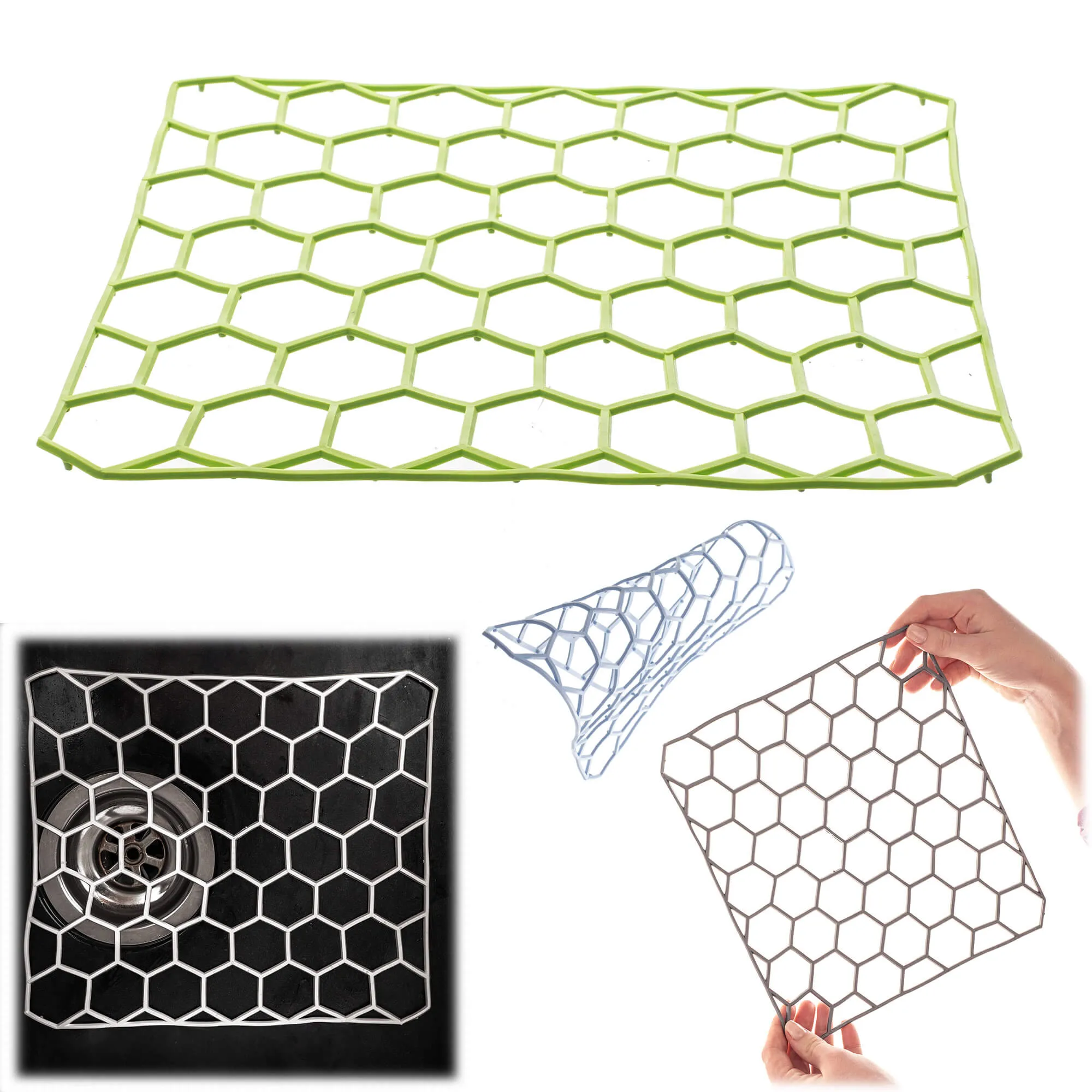 Ruoti guminis kriauklės įdėklas, šešiakampis, spalvų mišinys