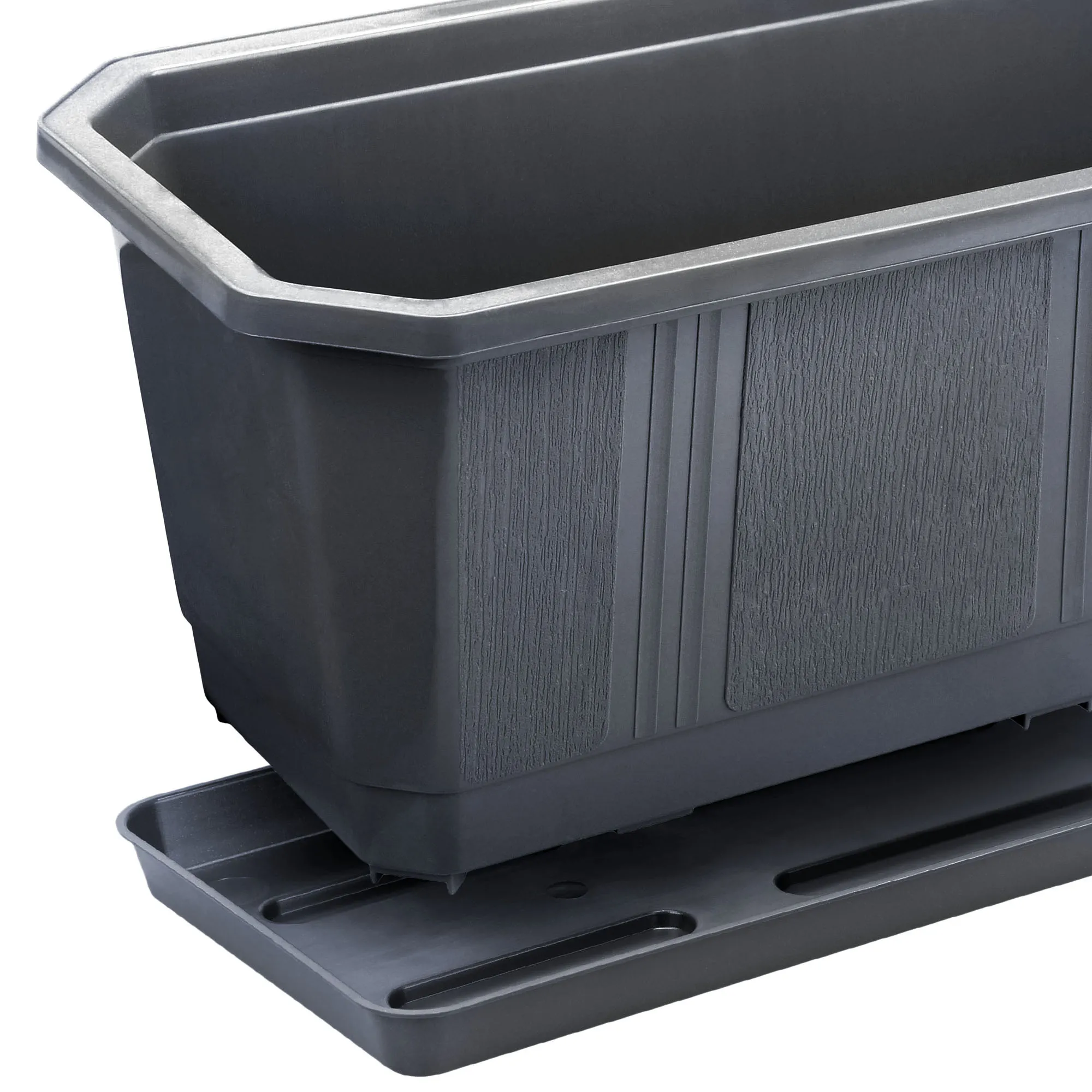 Balkoninis vazonas su rankenėlėmis grafito spalvos Oste 40 cm