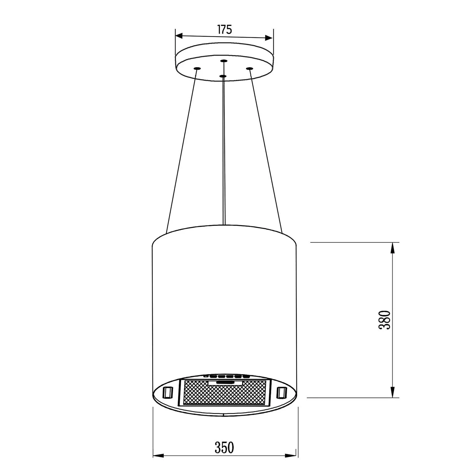 Pakabinamas virtuvės gartraukis, 35 cm, juodas, BT-227 - nuotrauka 1
