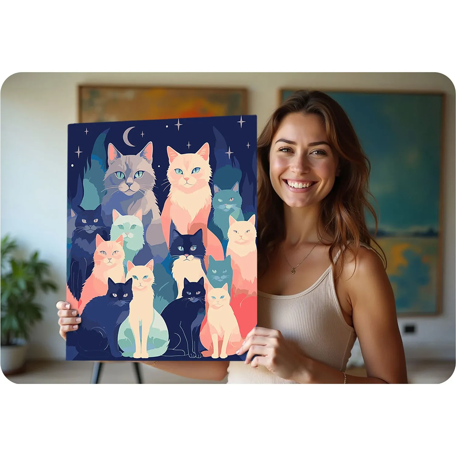 Paveikslas „Tapyba pagal skaičius“, 40x50 cm, Massido katės - nuotrauka 1