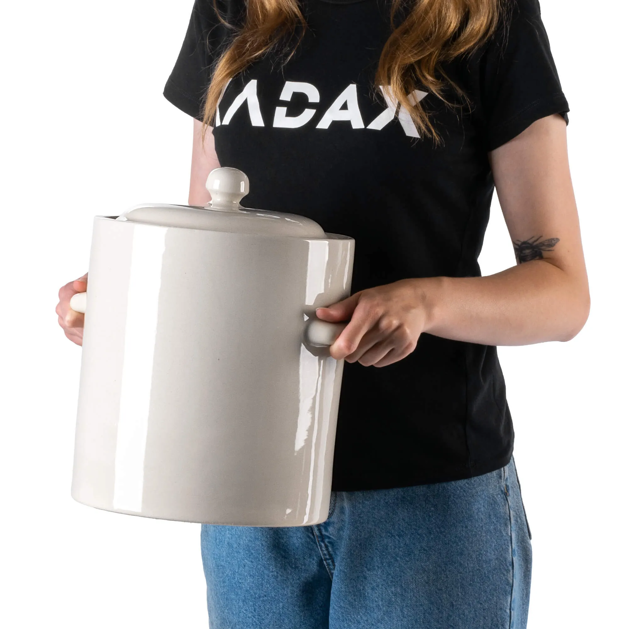 Athena 5 l sandarus keraminis puodas su kreminiu dangčiu