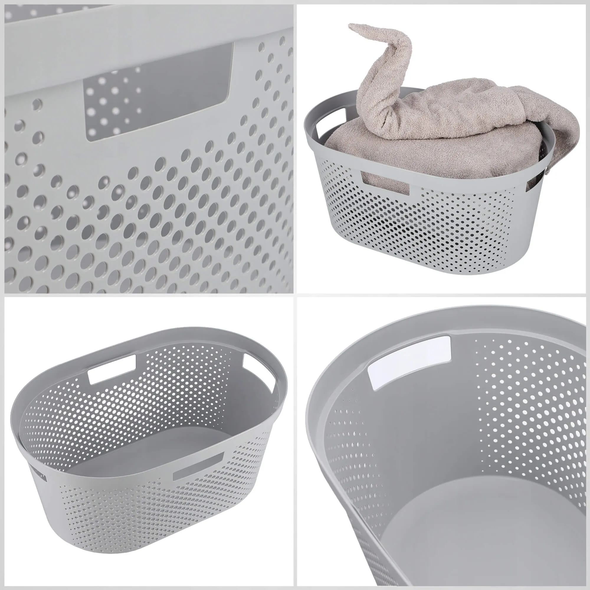 60 litrų krepšys su dangčiu + 45 litrų konteineris „Curver Infinity“, šviesiai pilkas