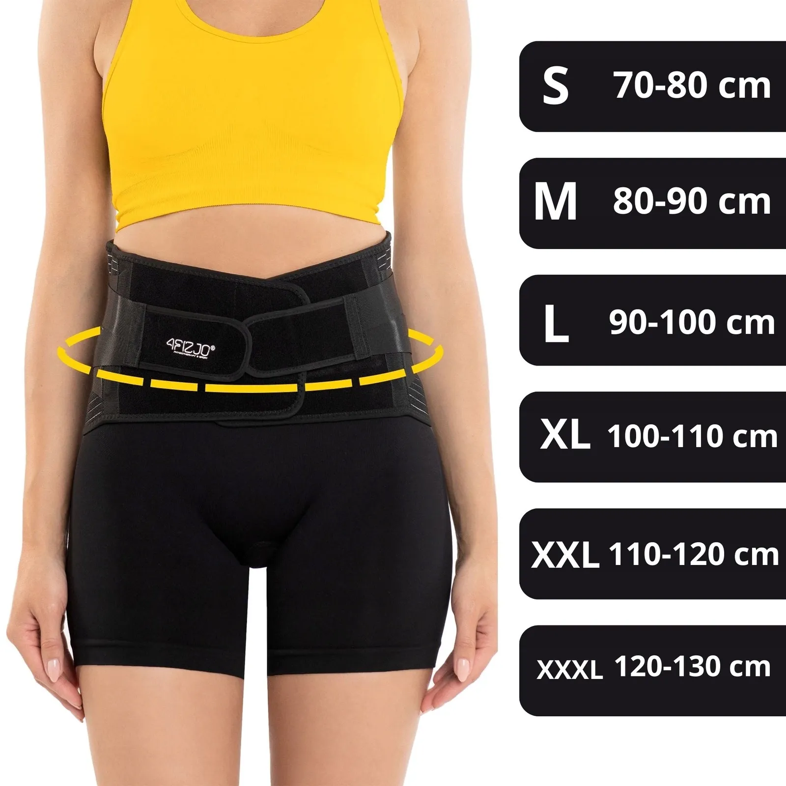 XXL dydžio juodos spalvos ortopedinis diržas juosmens stuburui