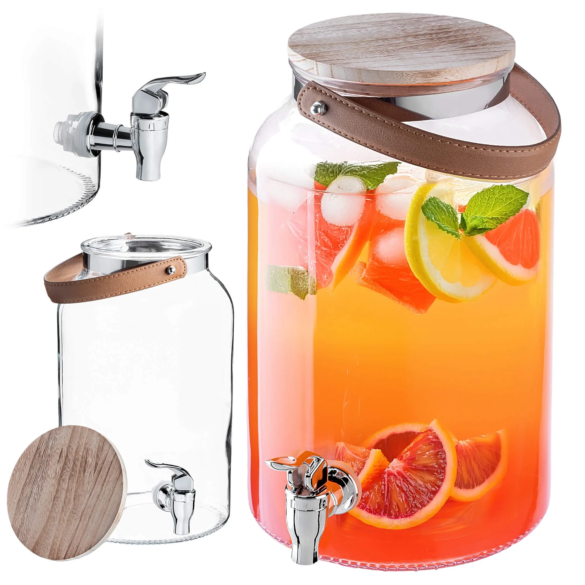 Stiklinis indas su čiaupu ir rankena Mandrioli 5,6 l