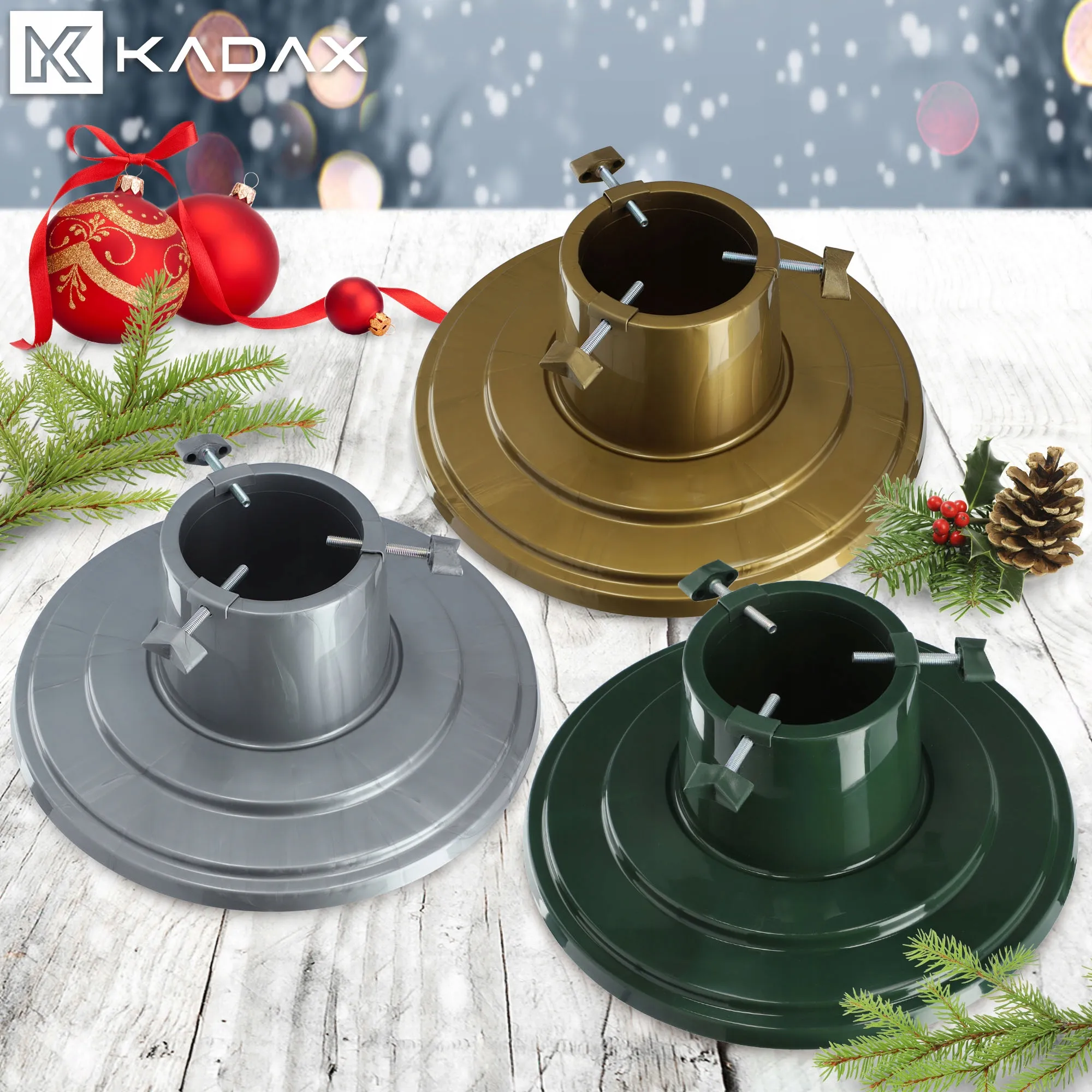 Larmor apvalus kalėdinės eglutės stovas, 39 cm, sidabrinis