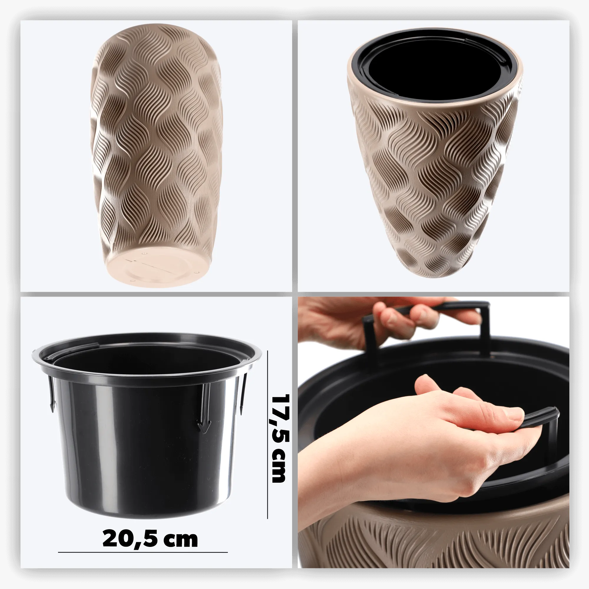 Jesi aukštas gėlių vazonas su įdėklu