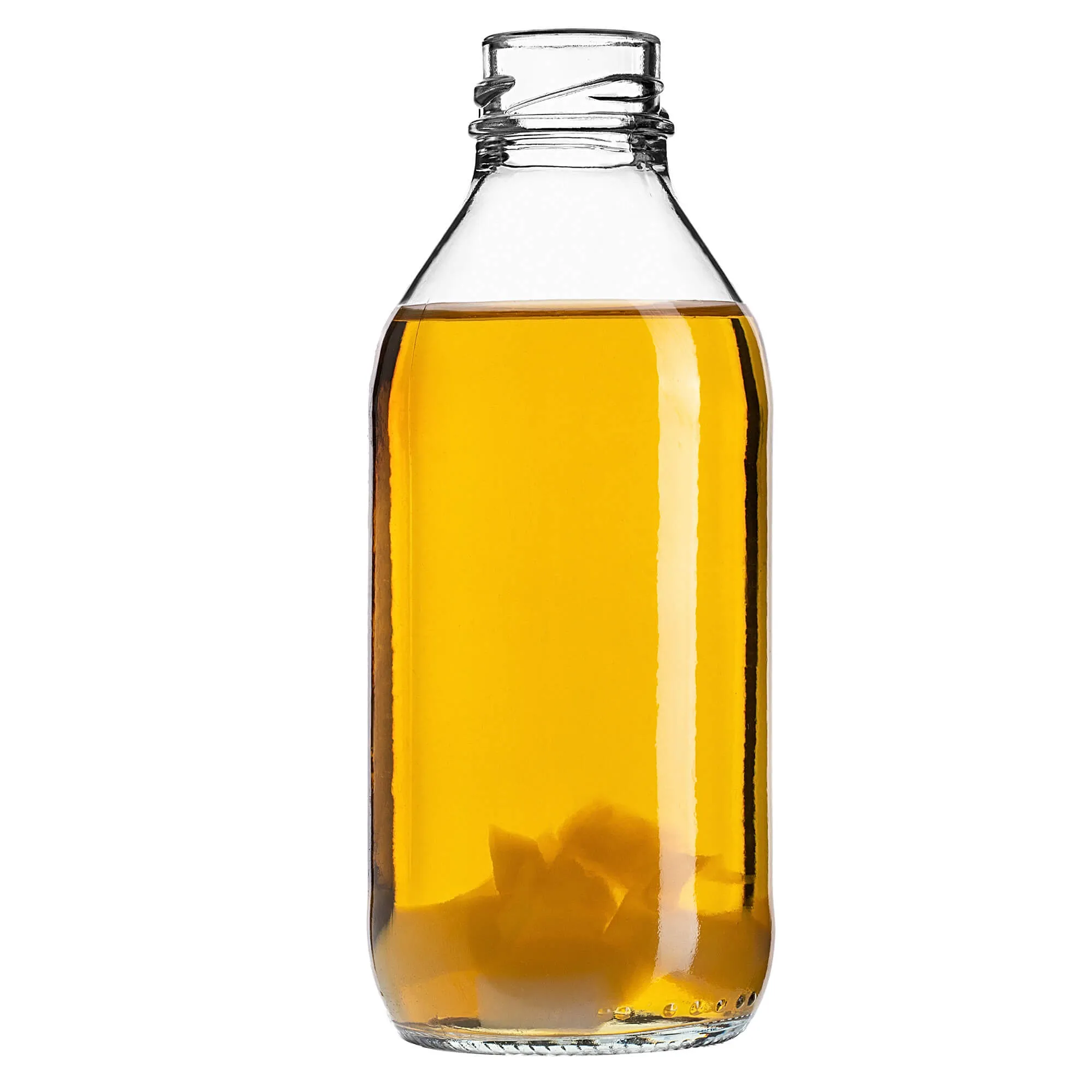 Potelle stikliniai sulčių buteliai 0,33 l su auksiniu dangteliu, 10 vnt.