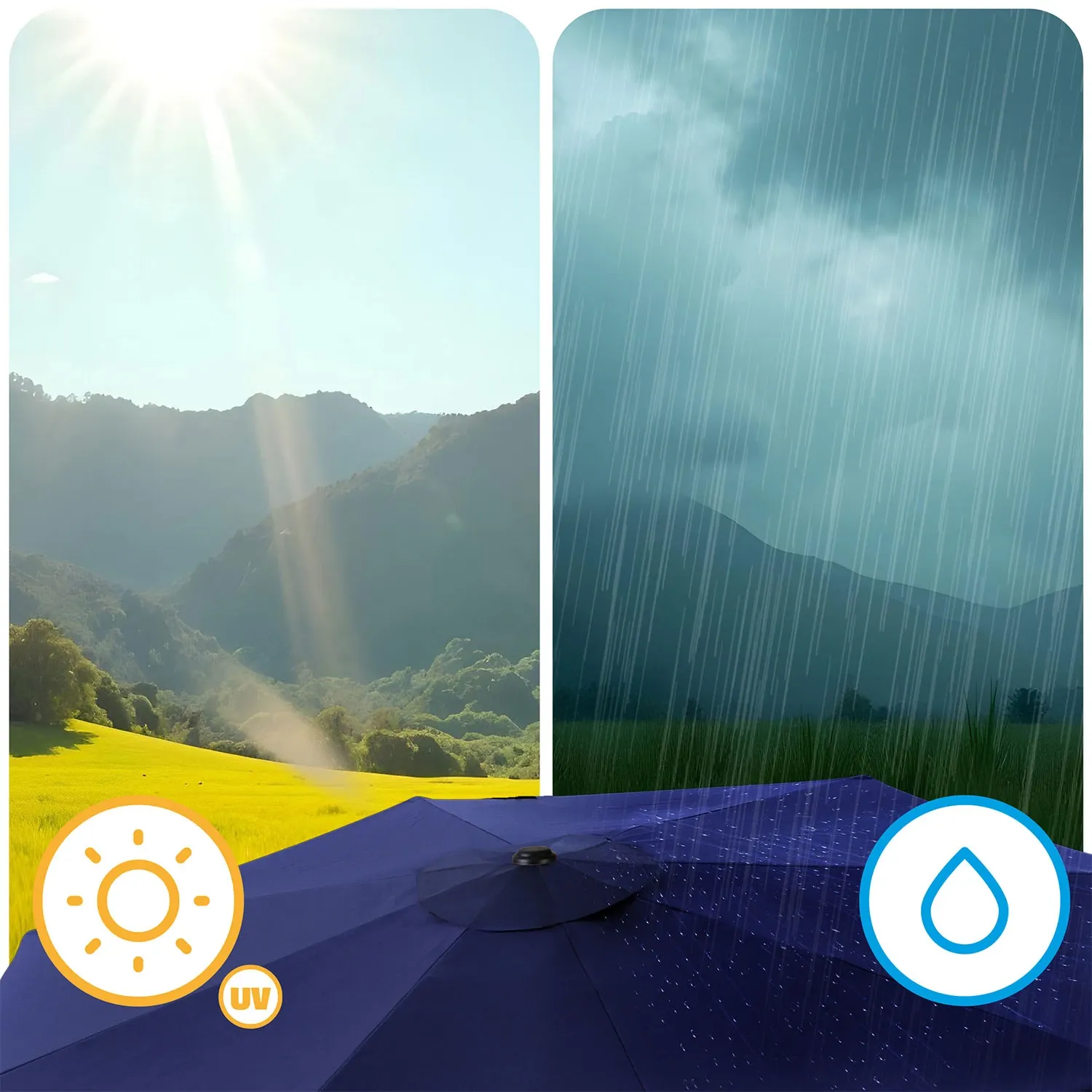 Sulankstomas sodo skėtis, 6 dalių, 300 cm, su uždanga, „Plonos PL-884“ - nuotrauka 1