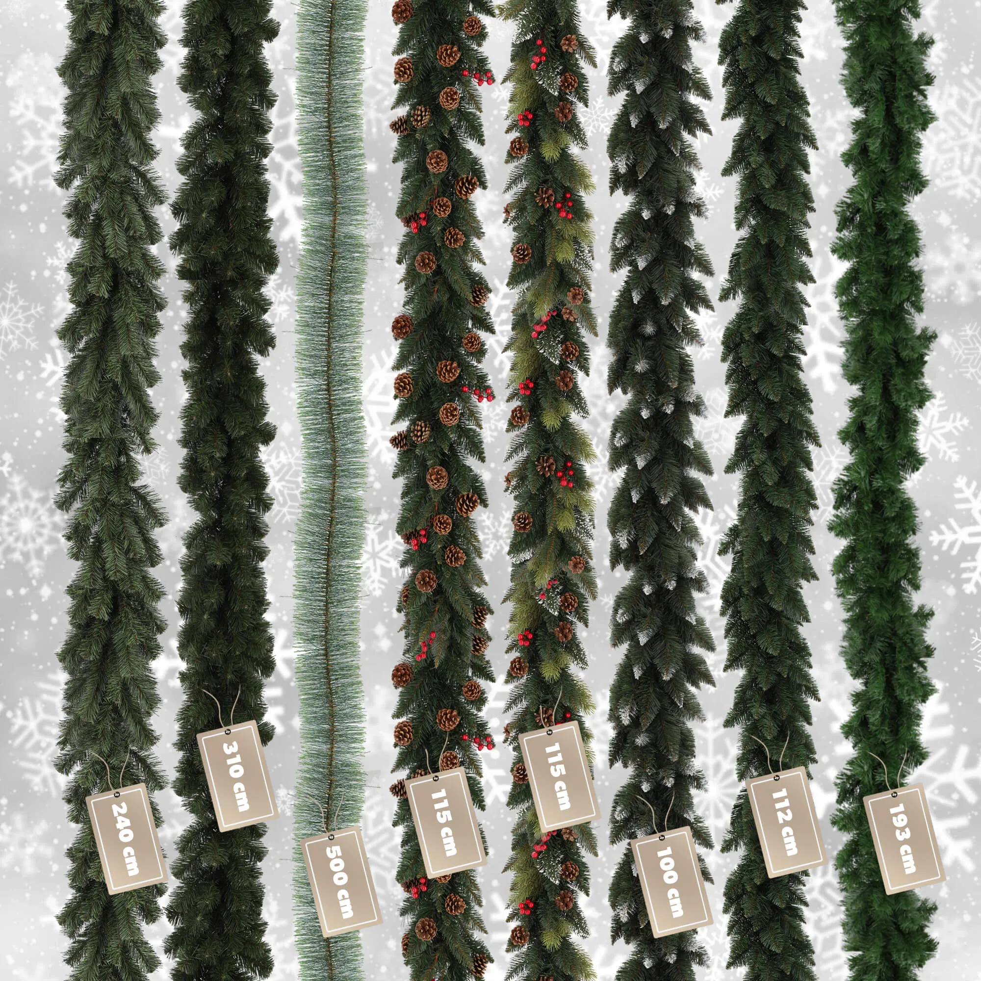 Kalėdinė girlianda su pušies kankorėžiais, 115 cm, žalia