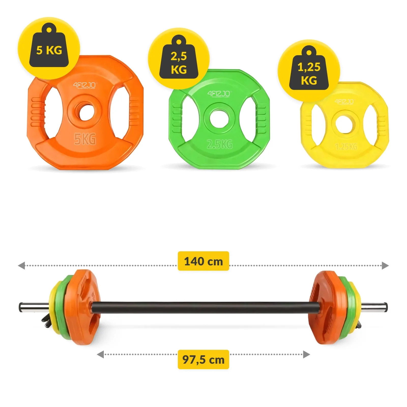 Treniruočių štanga su ketaus svarmenimis 20 kg